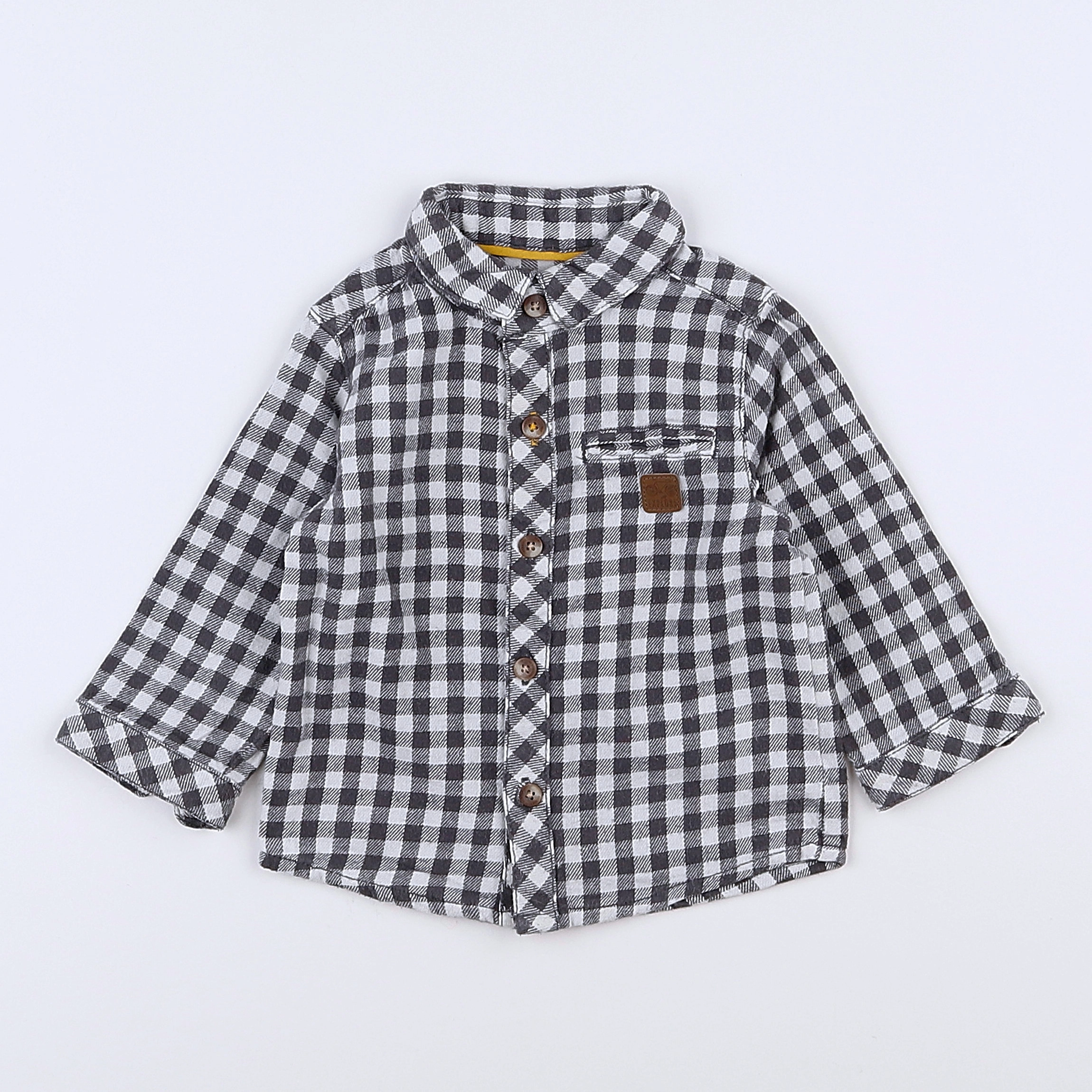 Vertbaudet - chemise gris, blanc - 9 mois