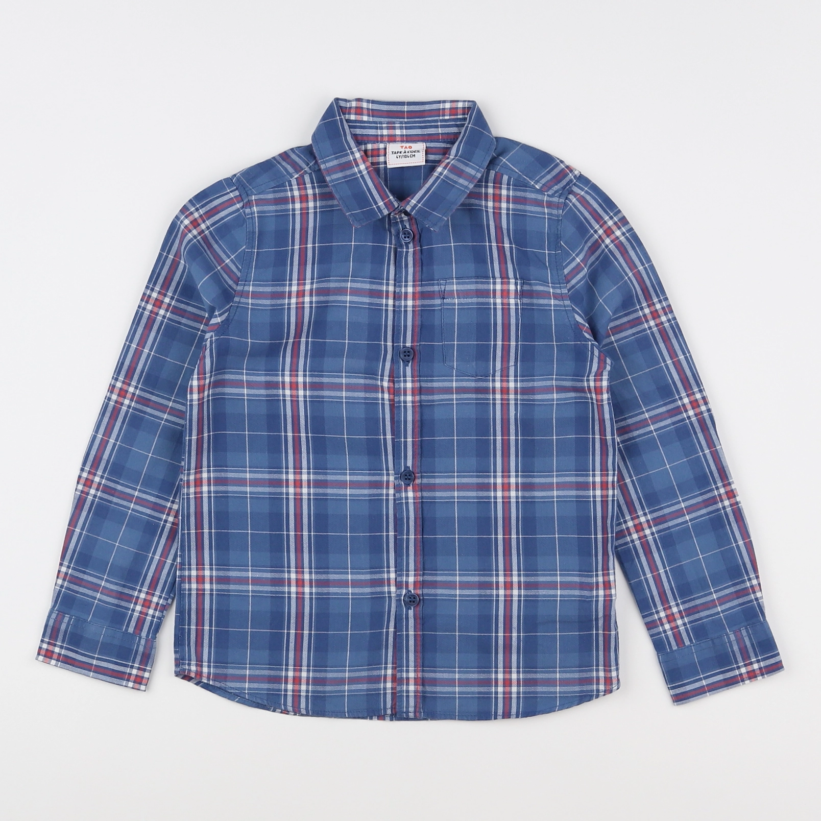 Tape à l'oeil - chemise bleu, rouge - 4 ans