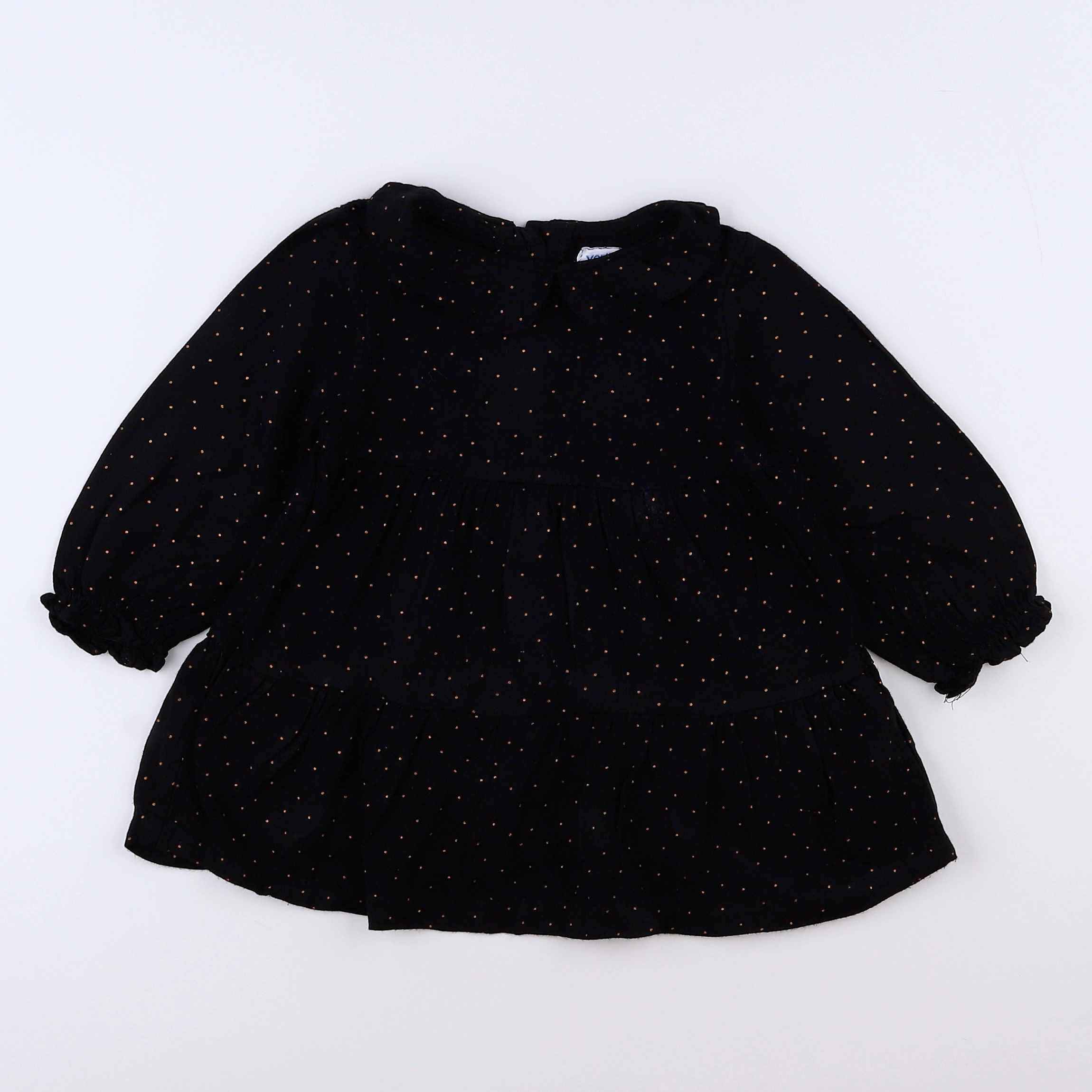 Vertbaudet - robe noir, or - 12 mois