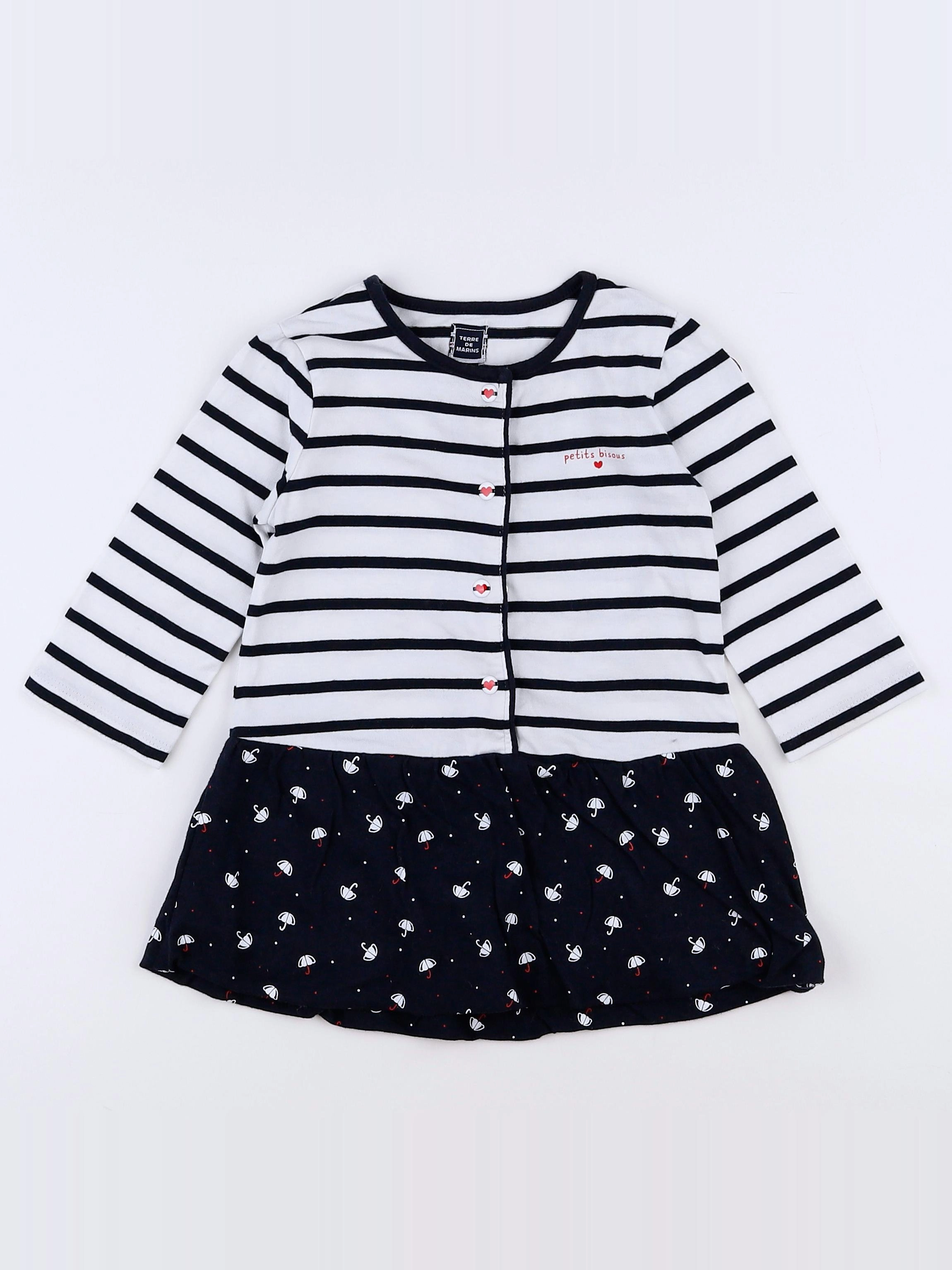Terre de marins - robe blanc, bleu - 12 mois