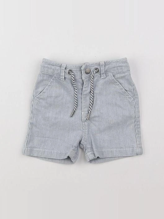 Cyrillus - short blanc, bleu - 9 mois