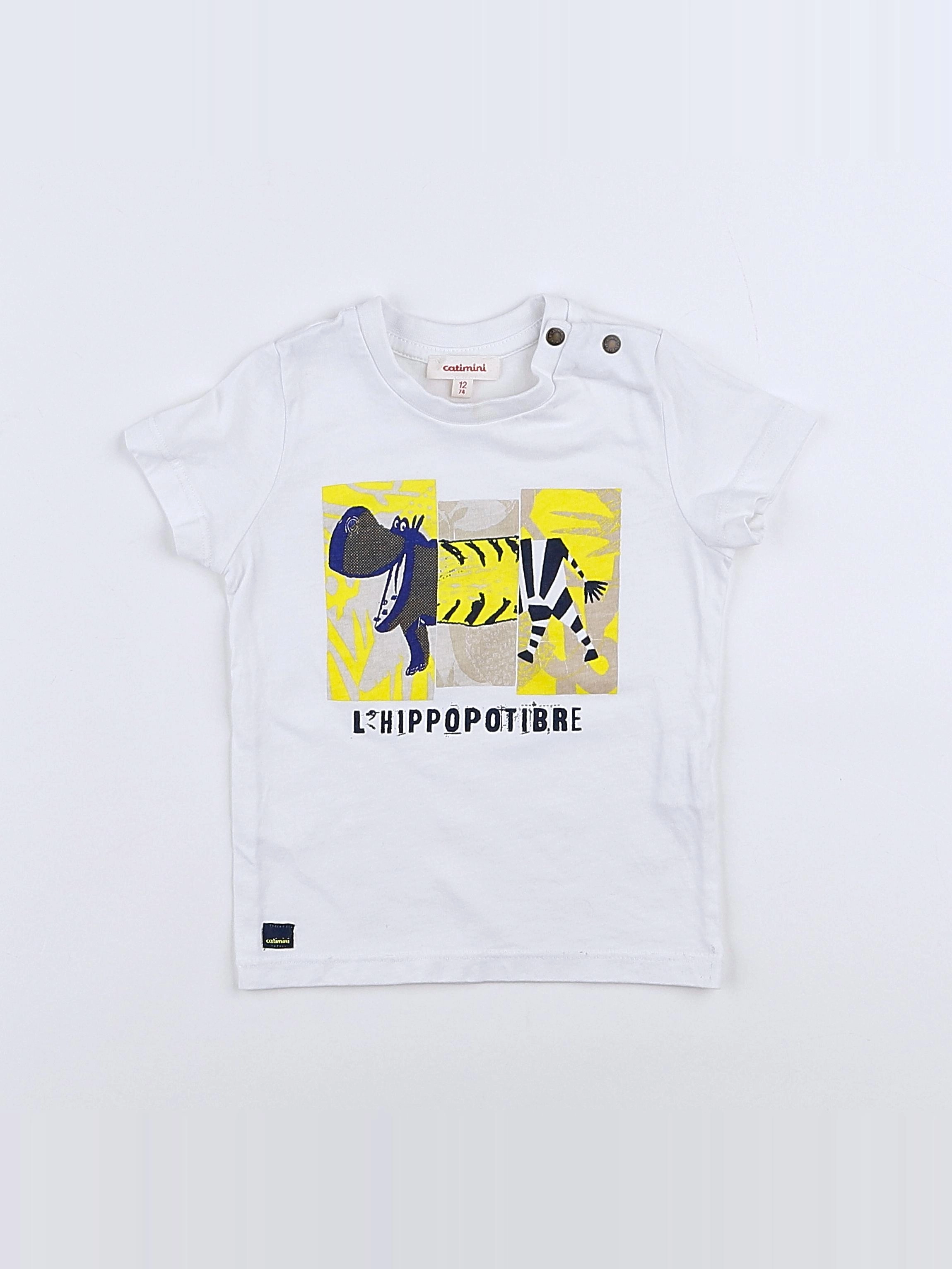 Catimini - tee-shirt blanc, jaune - 12 mois