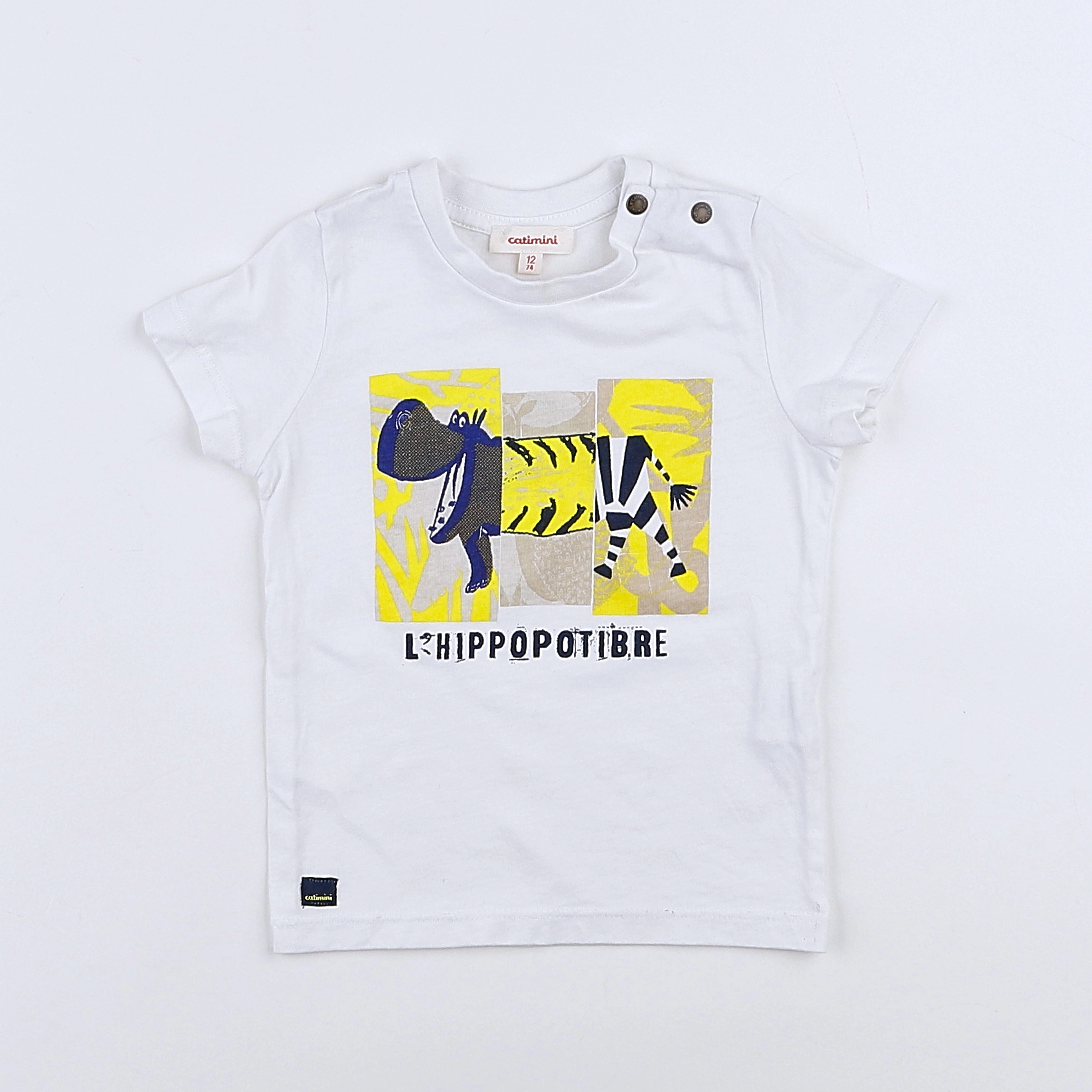 Catimini - tee-shirt blanc, jaune - 12 mois