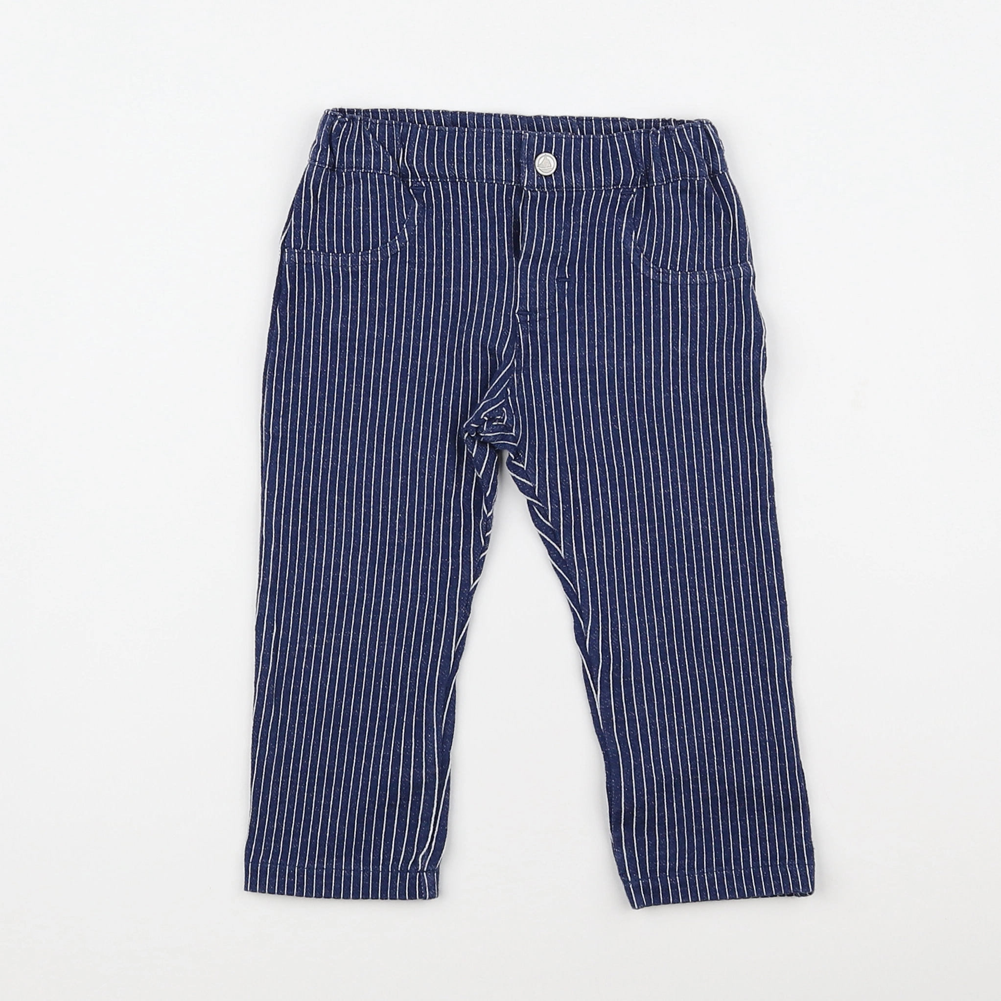 Petit Bateau - pantalon bleu, blanc - 12 mois