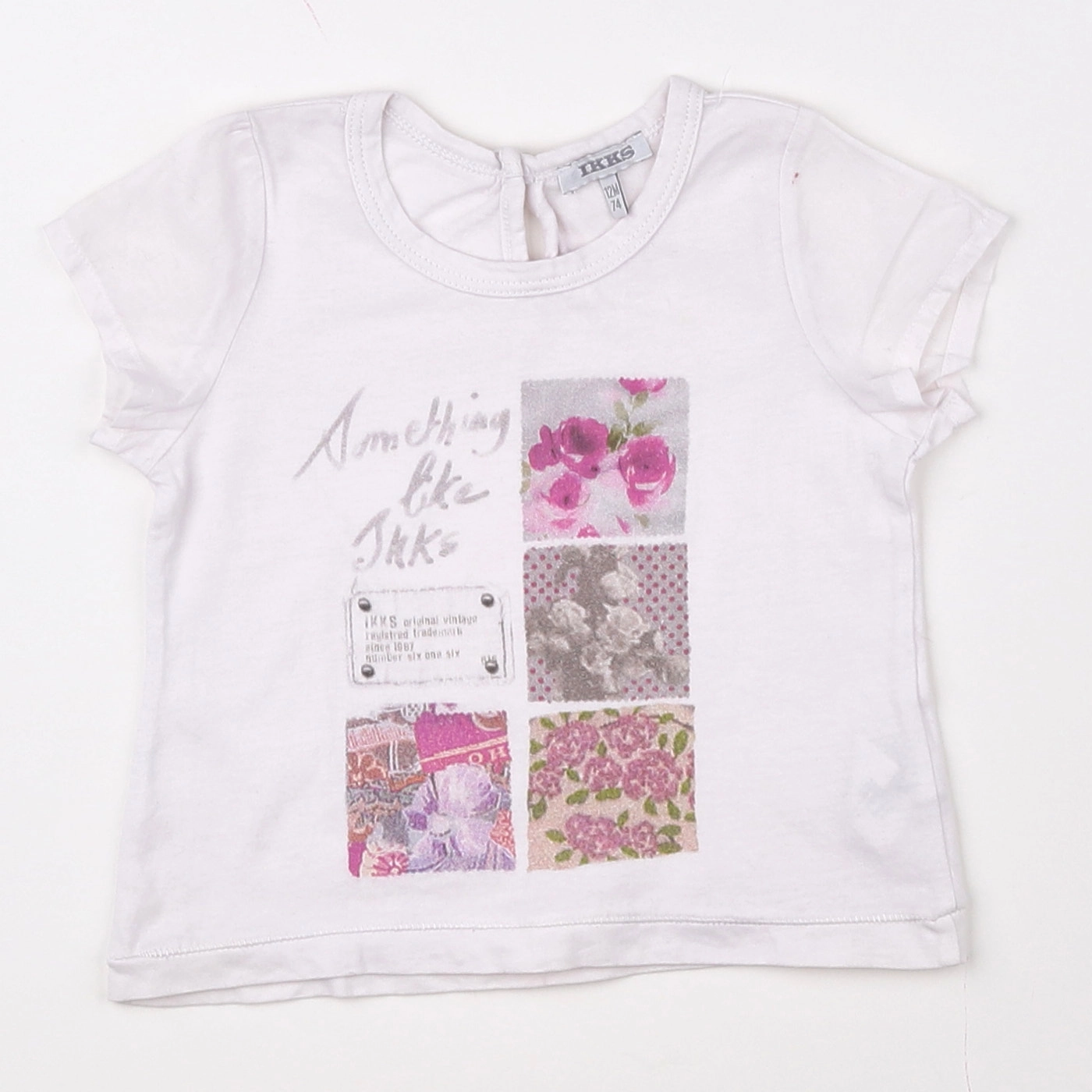 IKKS - tee-shirt blanc, rose - 12 mois