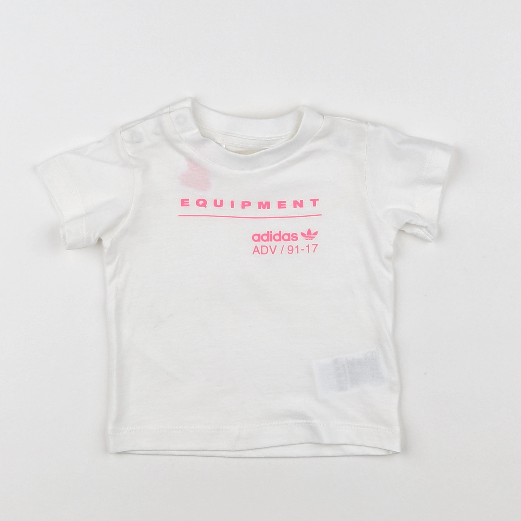 Adidas - tee-shirt blanc, rose - 3/6 mois