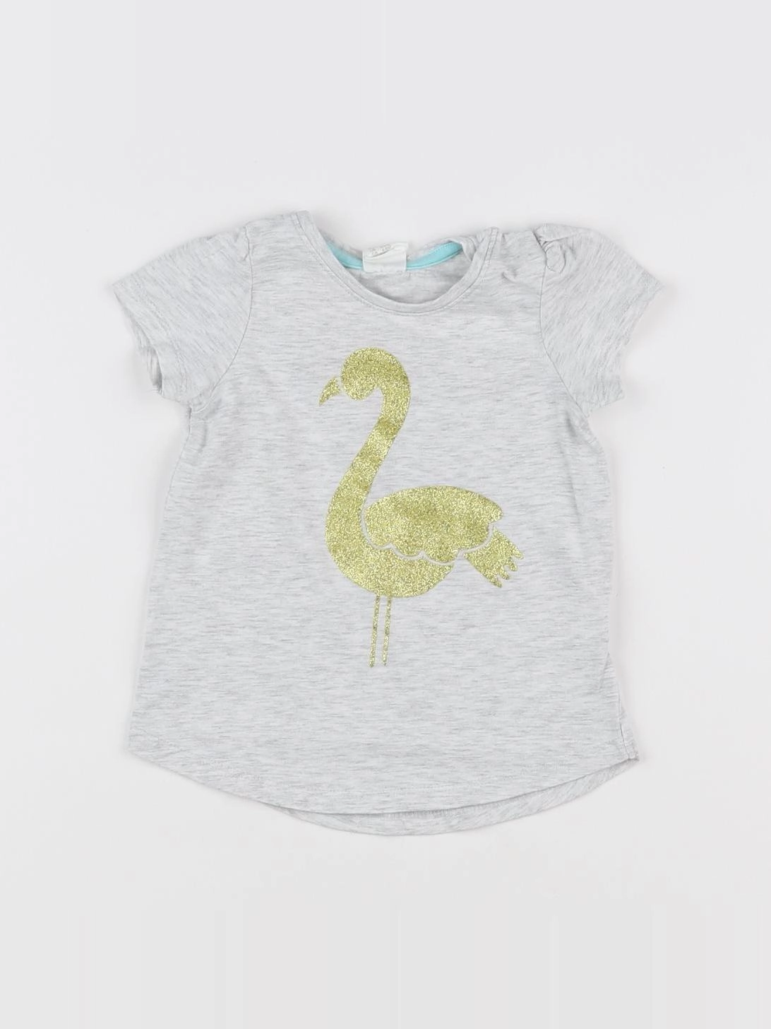 H&M - tee-shirt gris, or - 3/6 mois