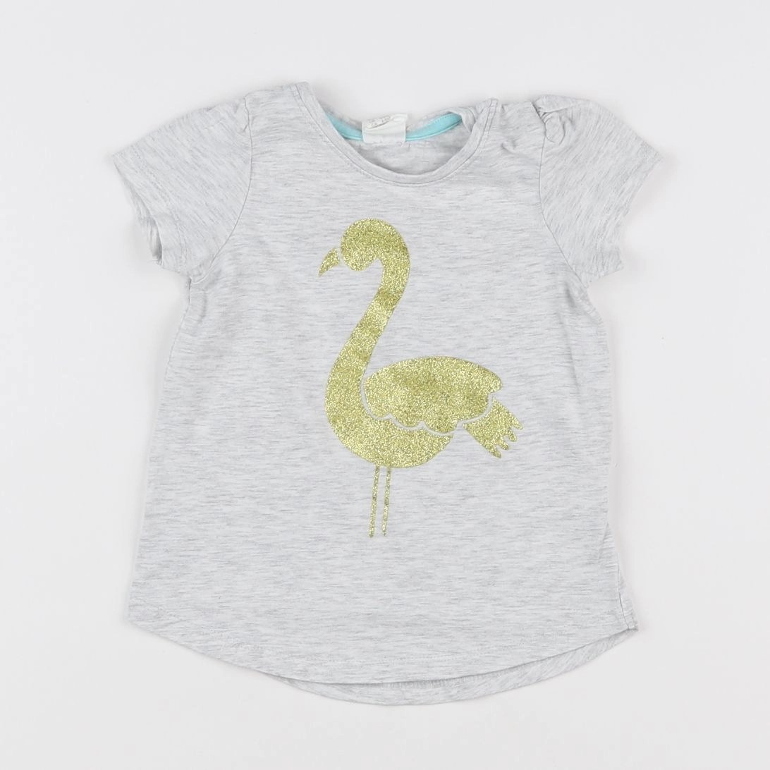H&M - tee-shirt gris, or - 3/6 mois