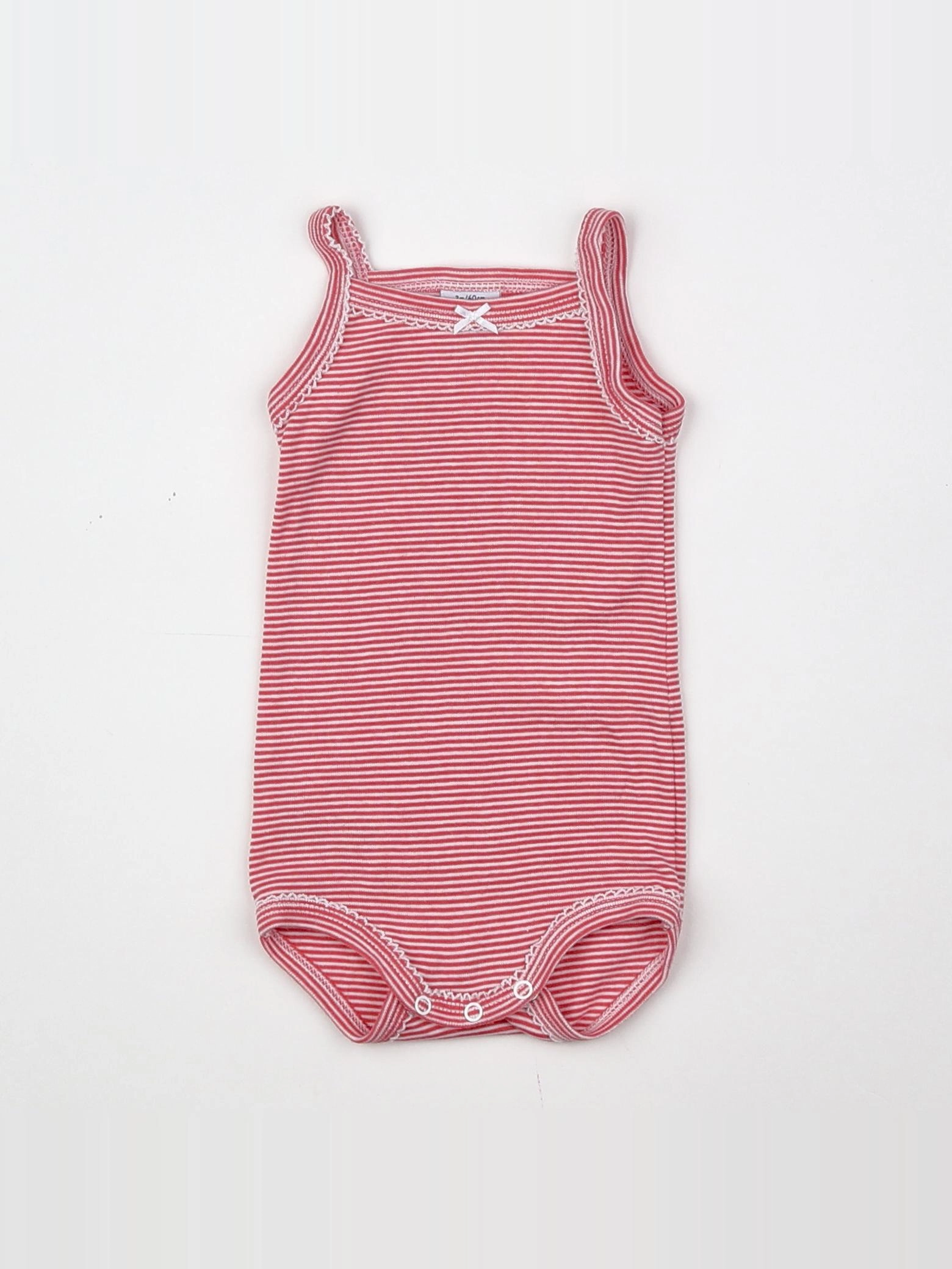 Petit Bateau - body blanc, rose - 3 mois
