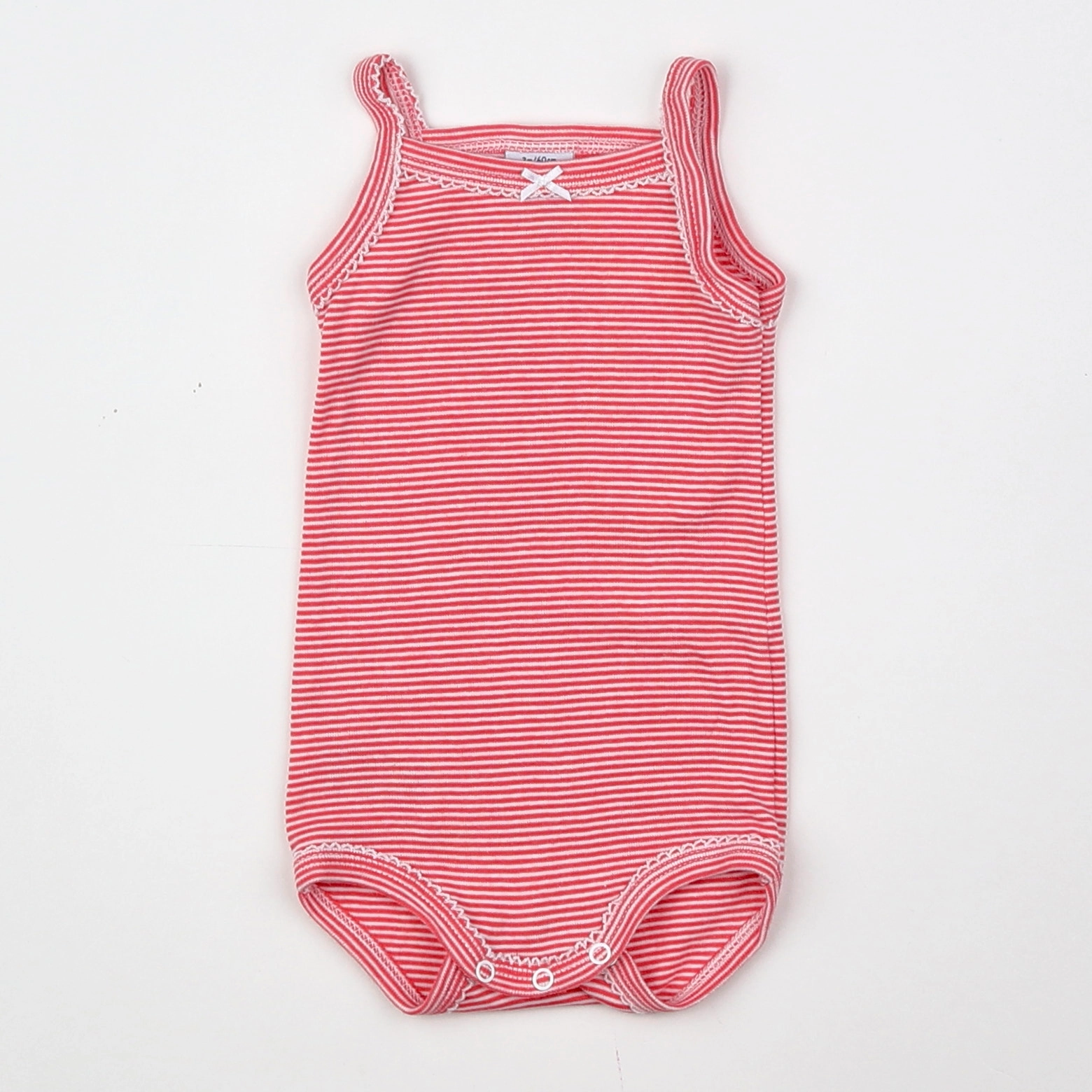 Petit Bateau - body blanc, rose - 3 mois