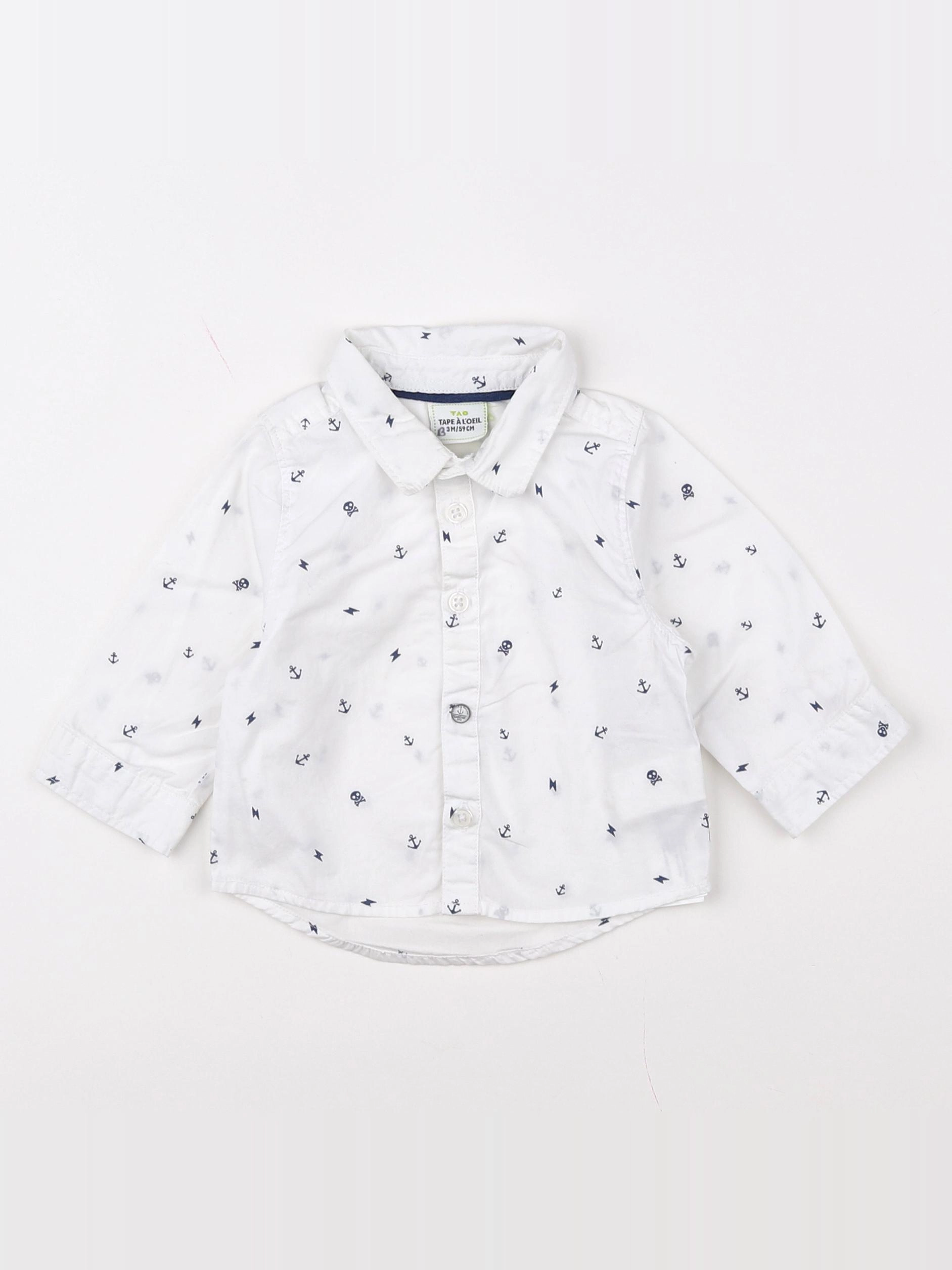 Tape à l'oeil - chemise blanc, bleu - 3 mois