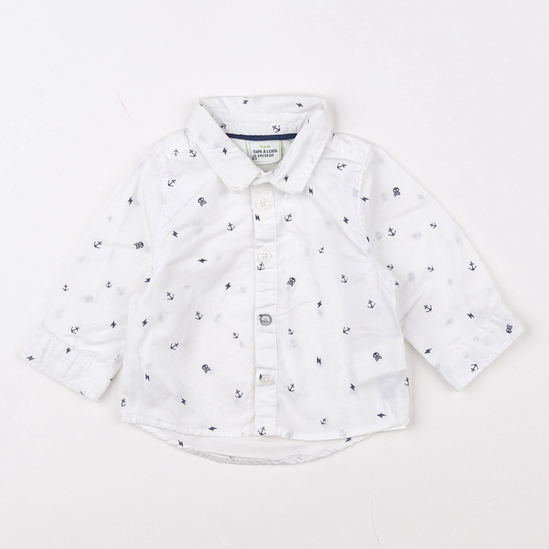 Tape à l'oeil - chemise blanc, bleu - 3 mois