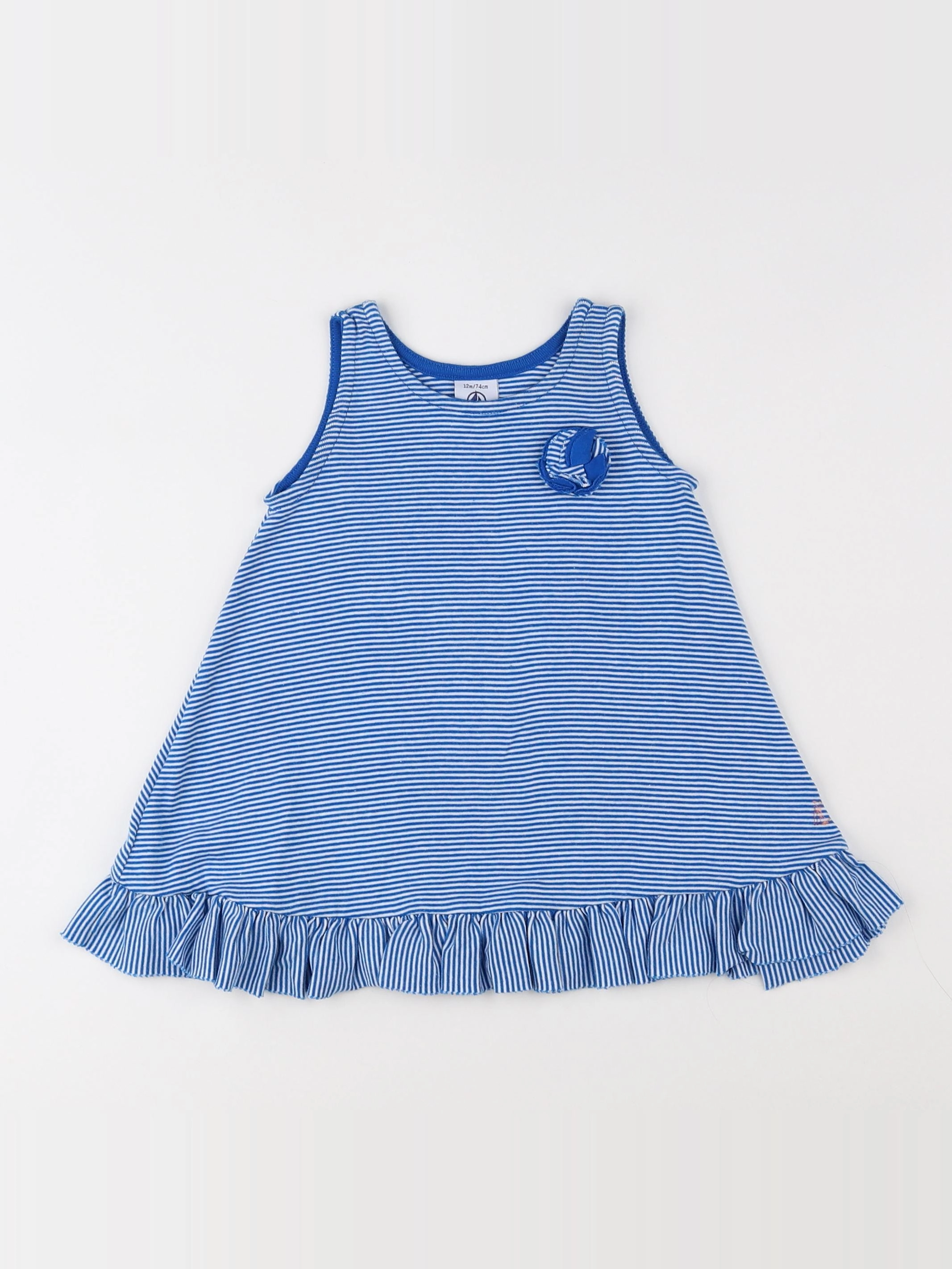 Petit Bateau - robe bleu - 12 mois