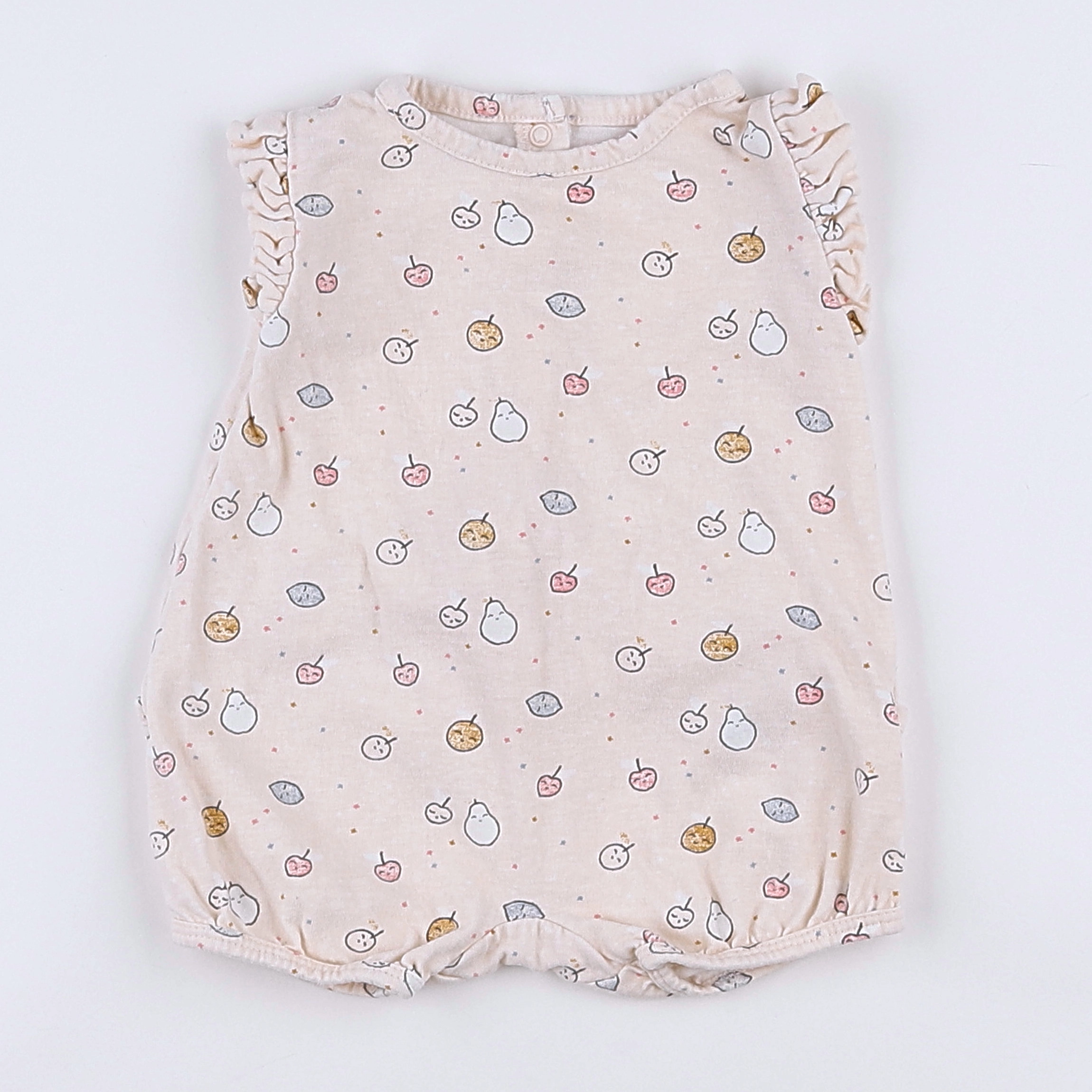 Vertbaudet - pyjama coton rose, beige - 3 mois