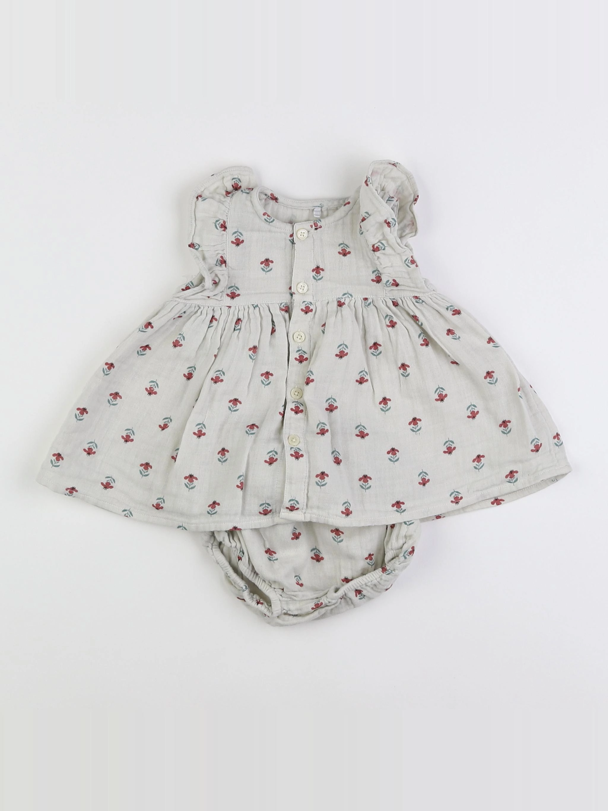 Petit Bateau - robe gris - 3 mois