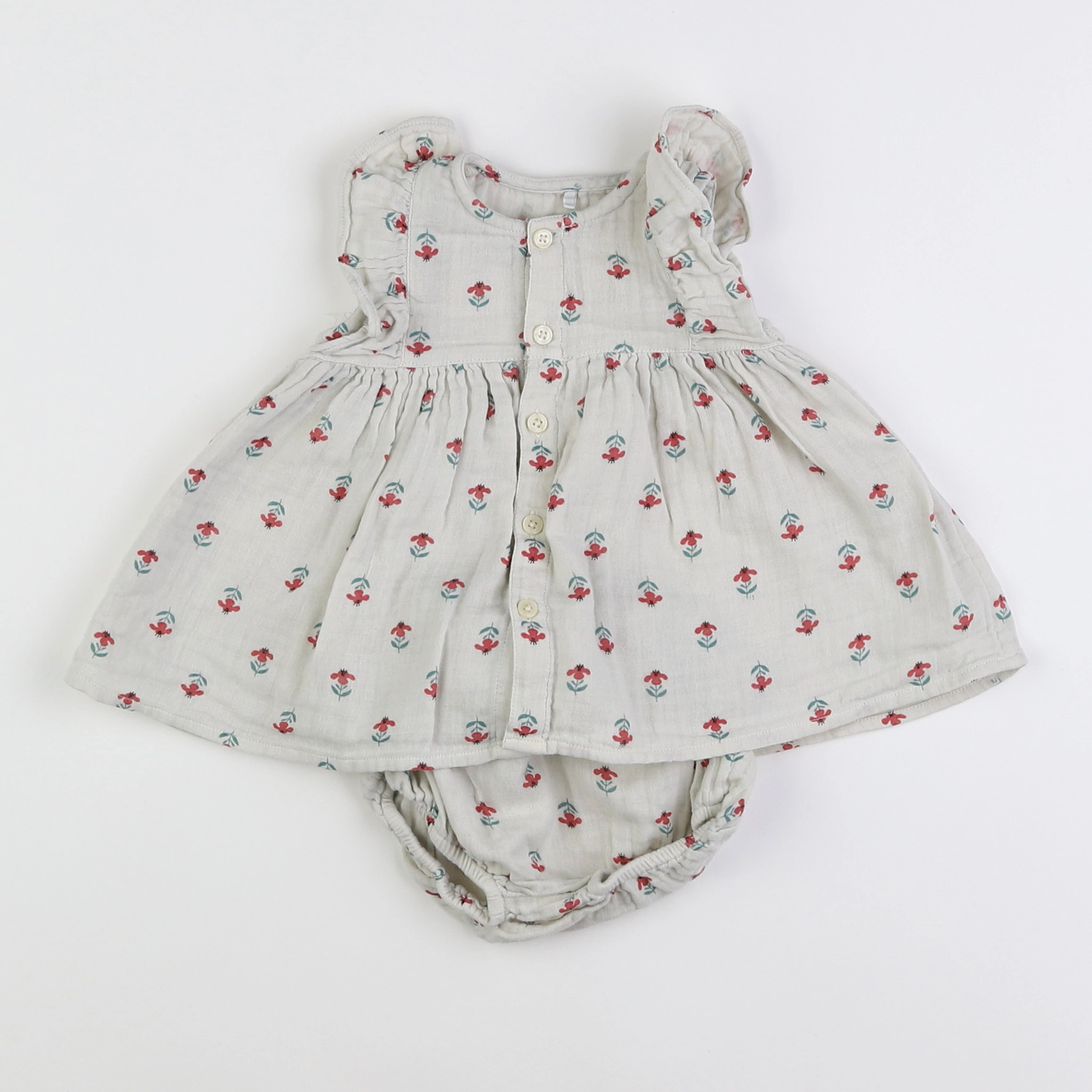 Petit Bateau - robe gris - 3 mois