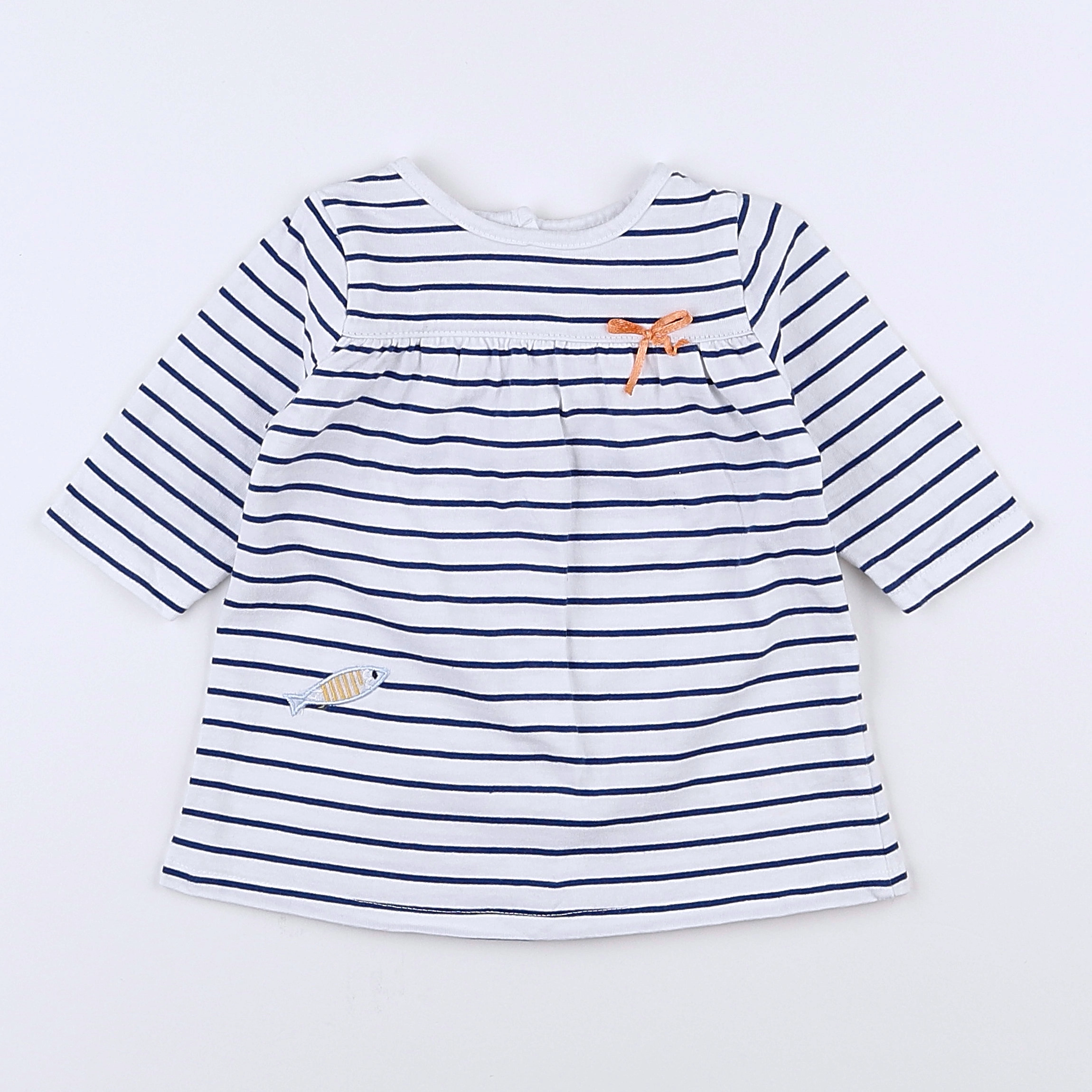 Vertbaudet - robe blanc, bleu - 3 mois