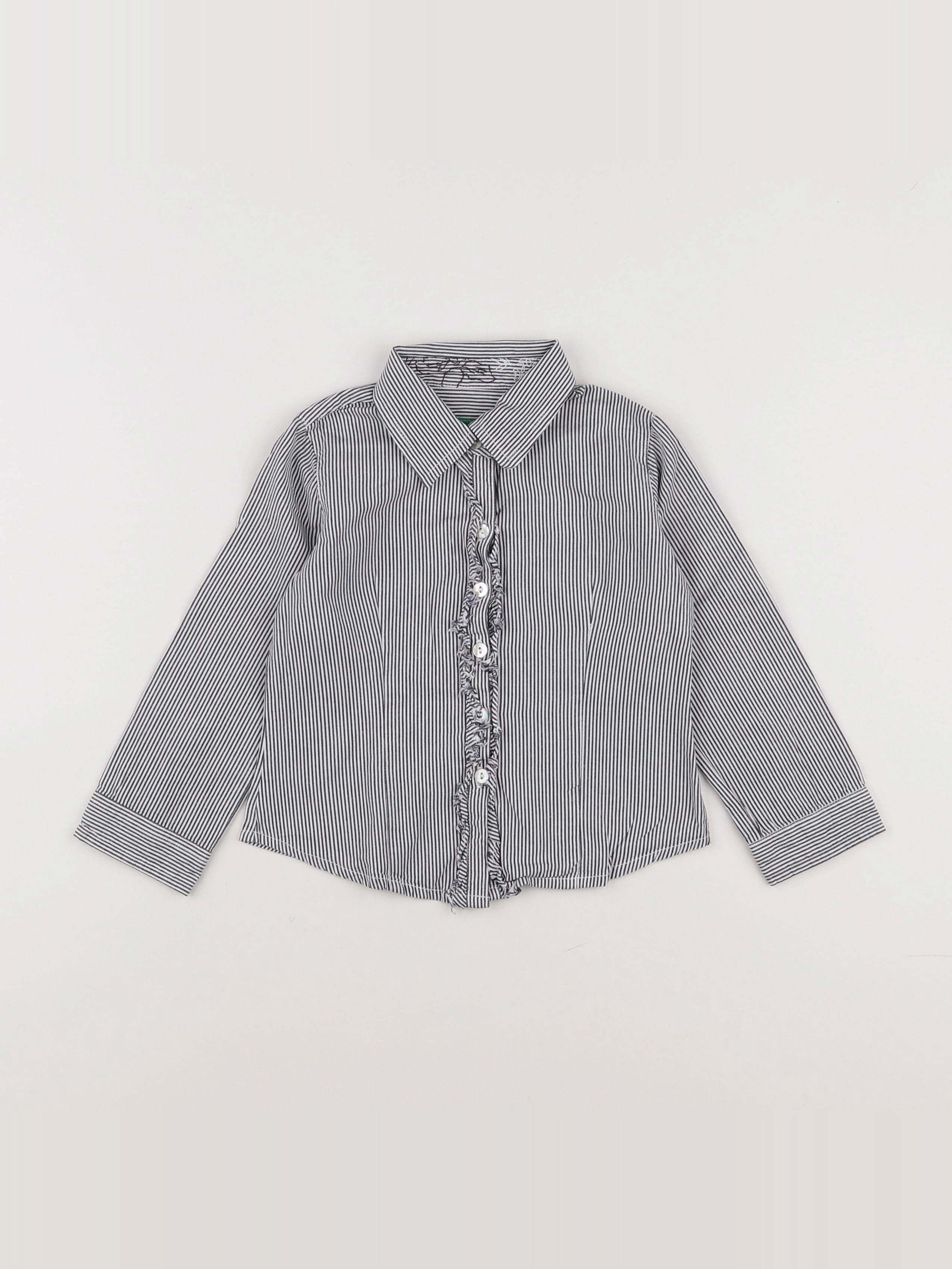 Benetton - chemise bleu, blanc - 2 ans