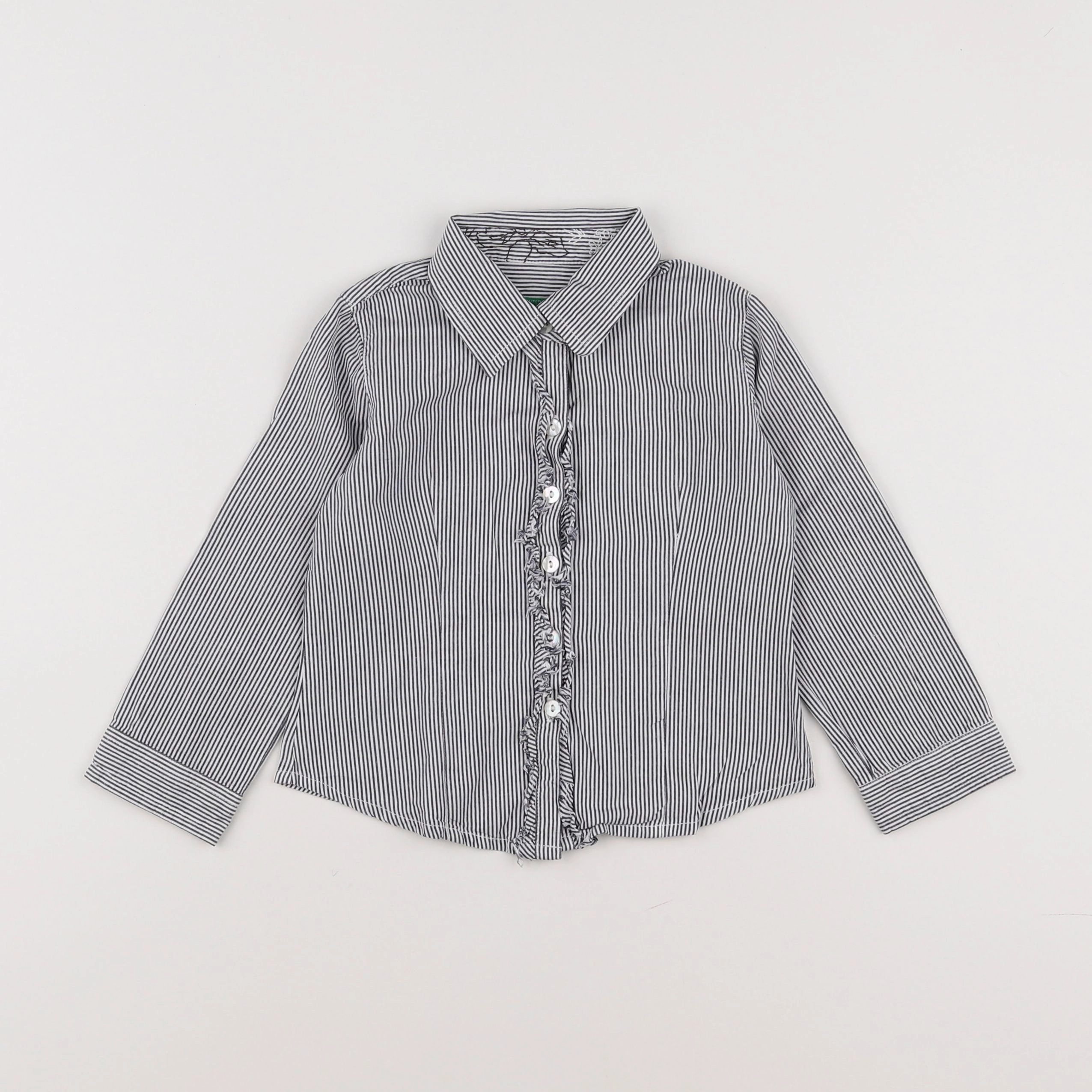 Benetton - chemise bleu, blanc - 2 ans