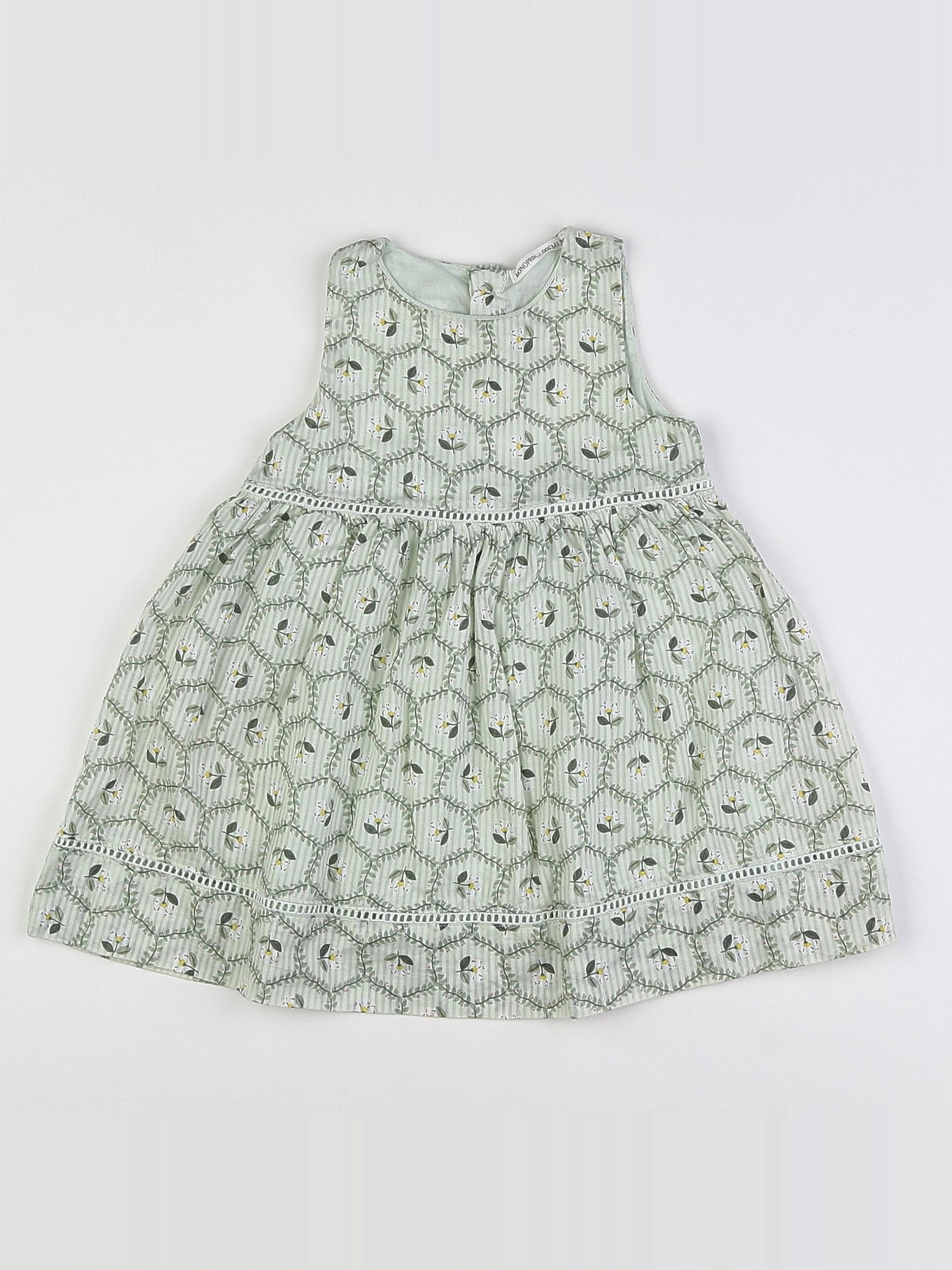 Monoprix - robe vert - 12 mois