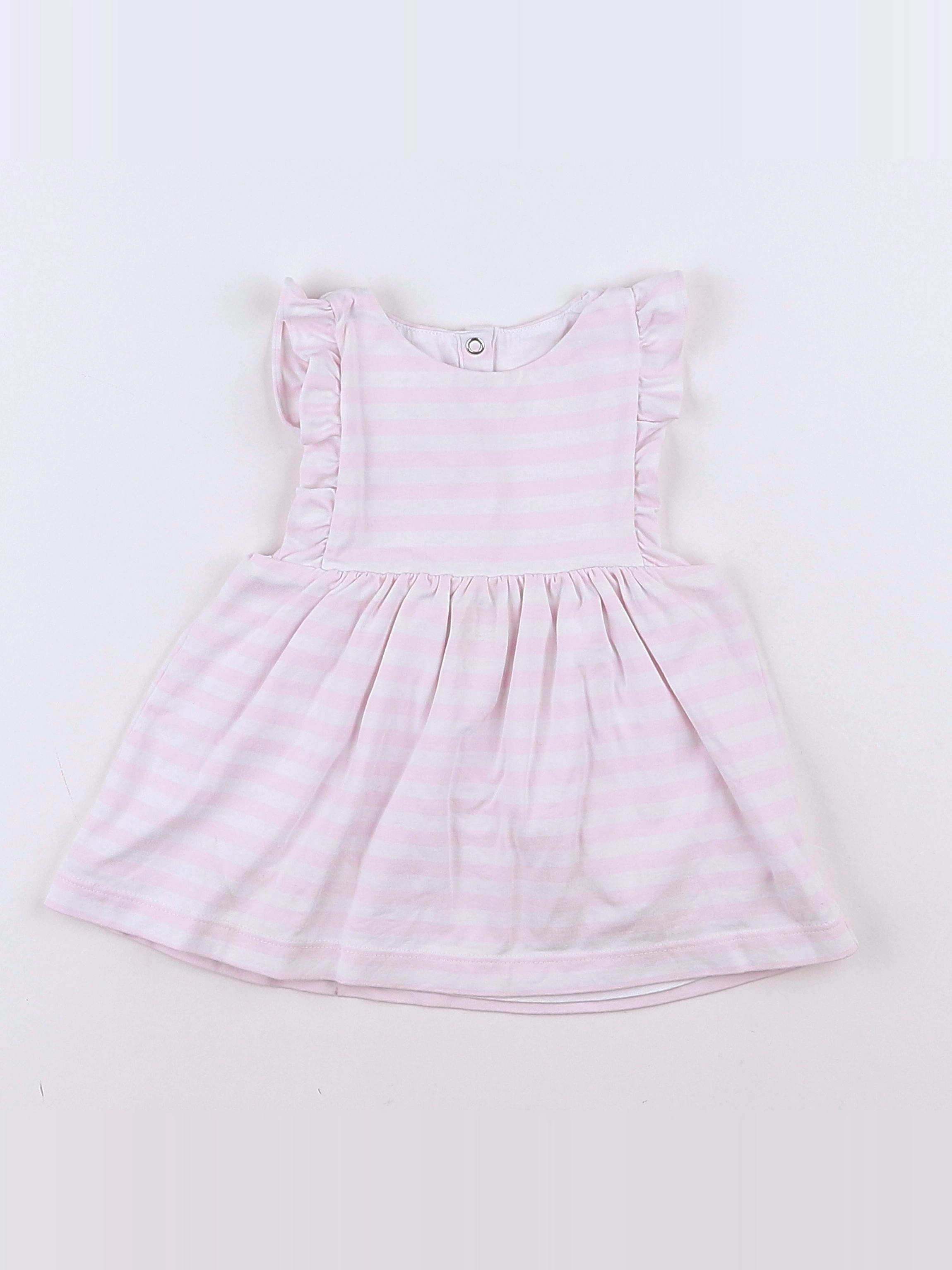Jacadi - robe blanc, rose - 12 mois