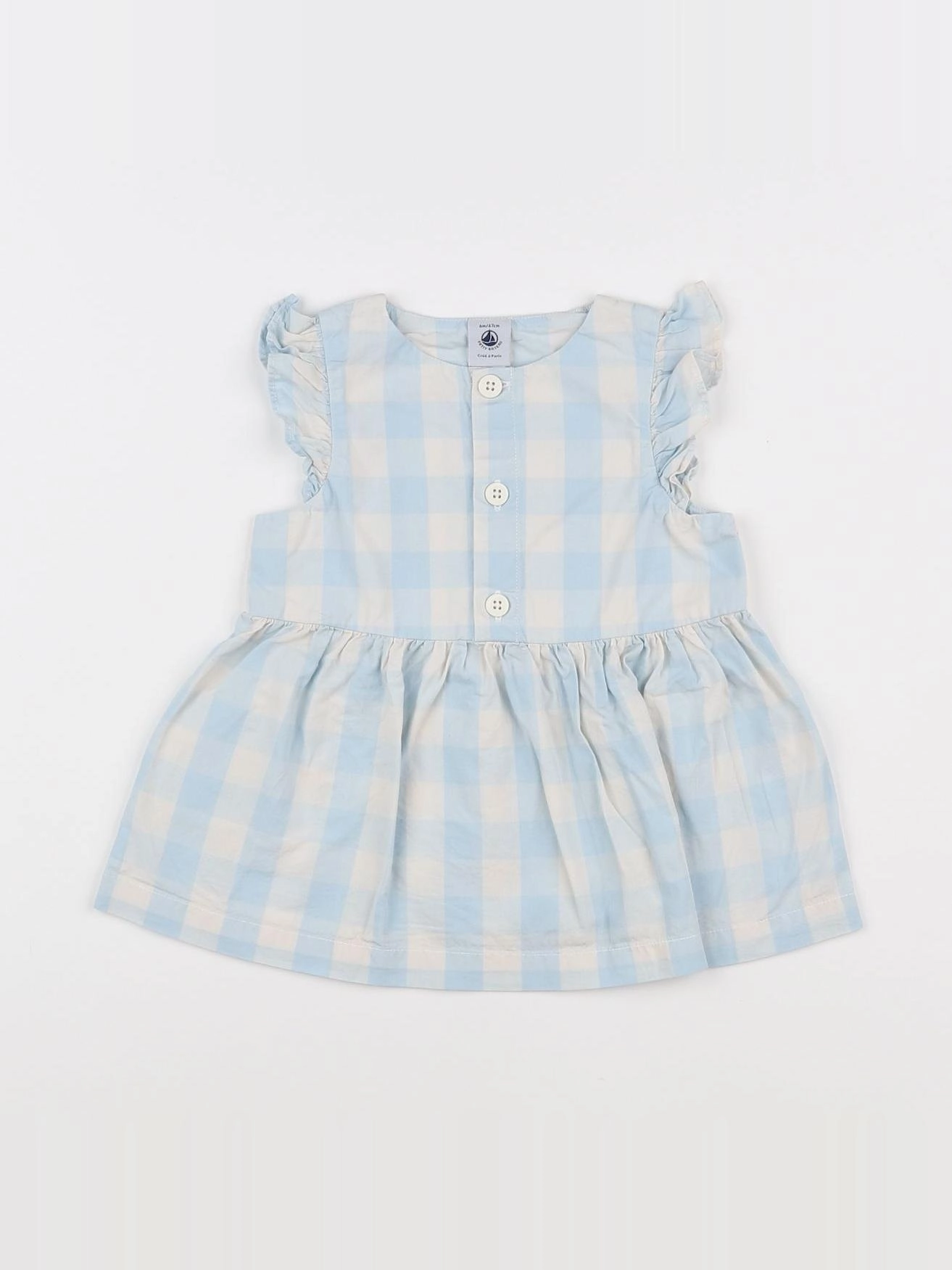 Petit Bateau - robe bleu, blanc - 6 mois