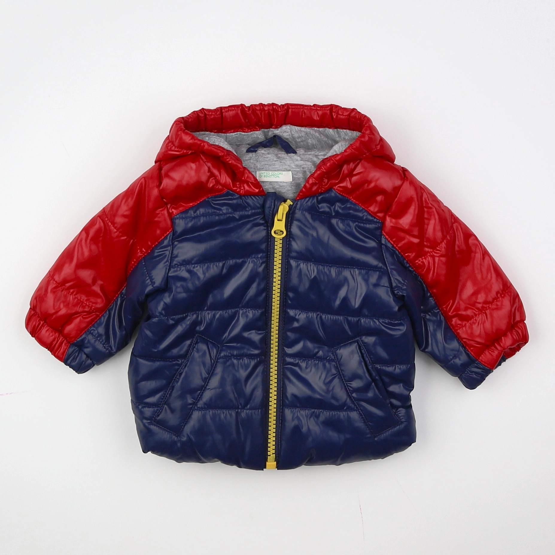 Benetton - doudoune bleu, rouge - 1/3 mois