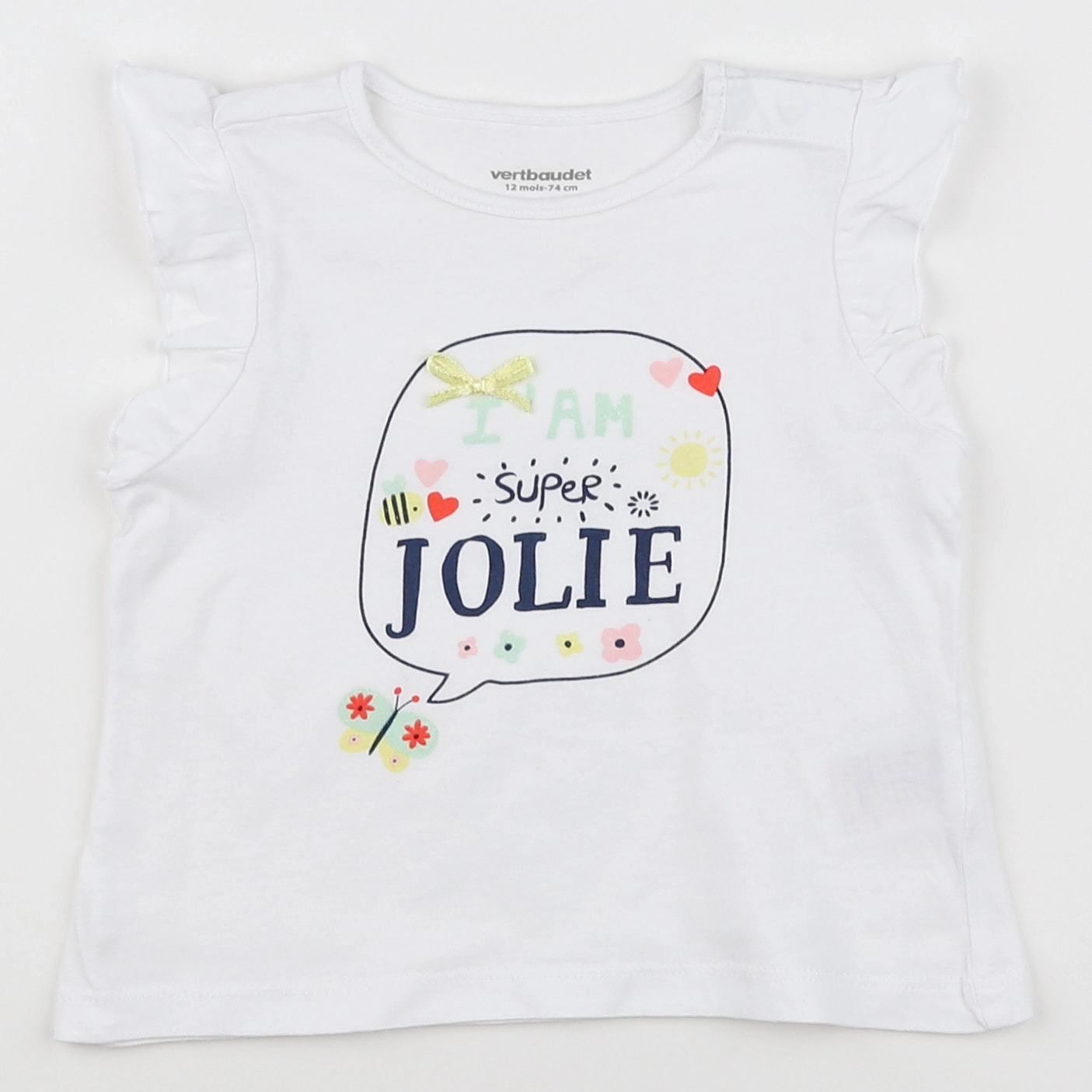 Vertbaudet - tee-shirt blanc - 12 mois
