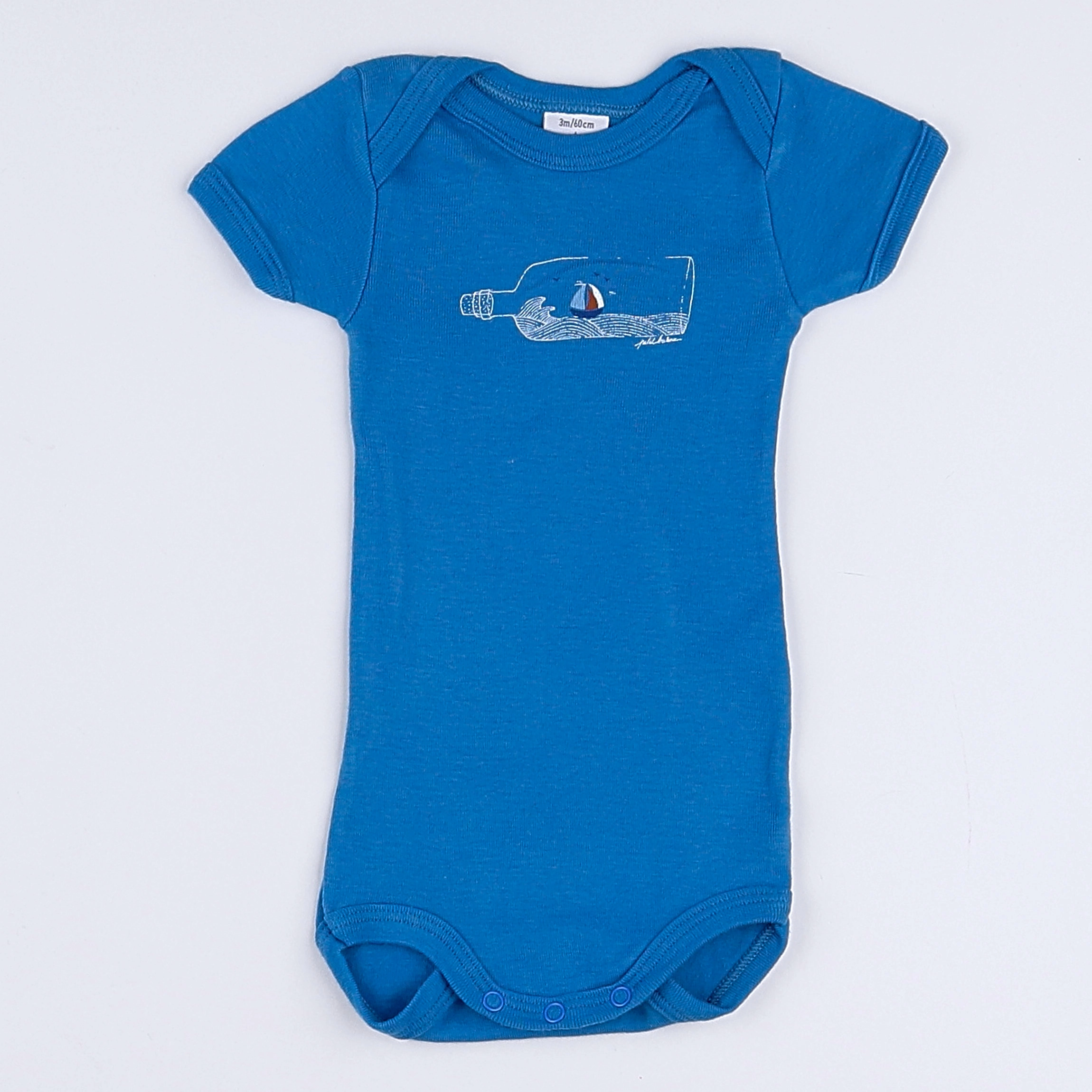 Petit Bateau - body bleu - 3 mois