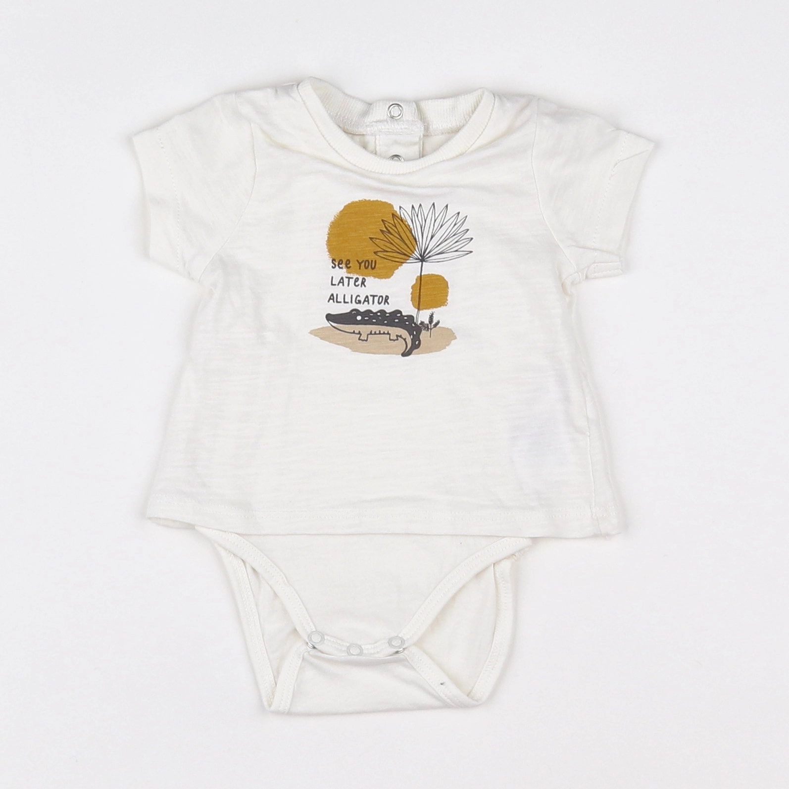 Vertbaudet - body vetement blanc, jaune - 1 mois