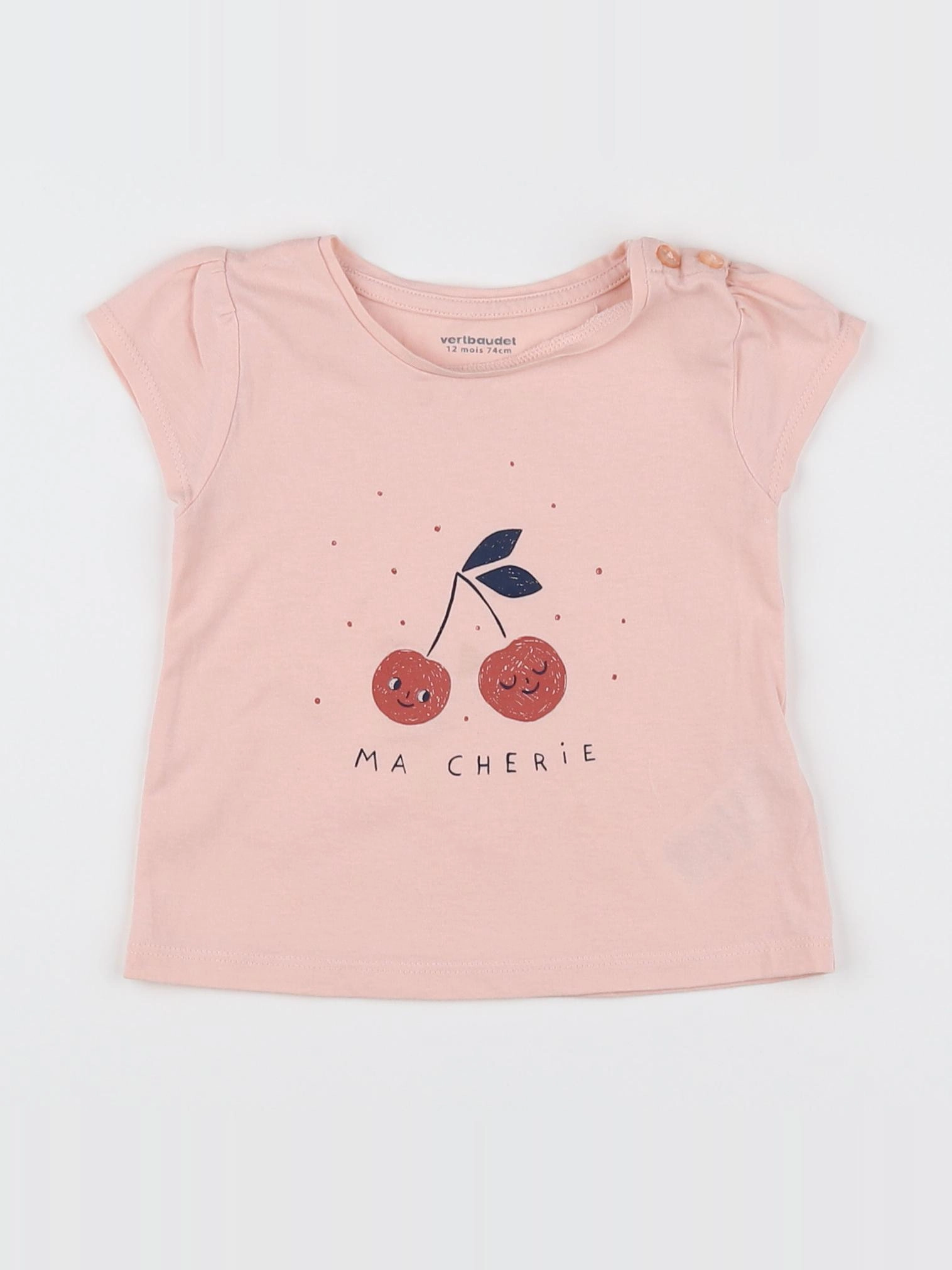 Vertbaudet - tee-shirt rose - 12 mois