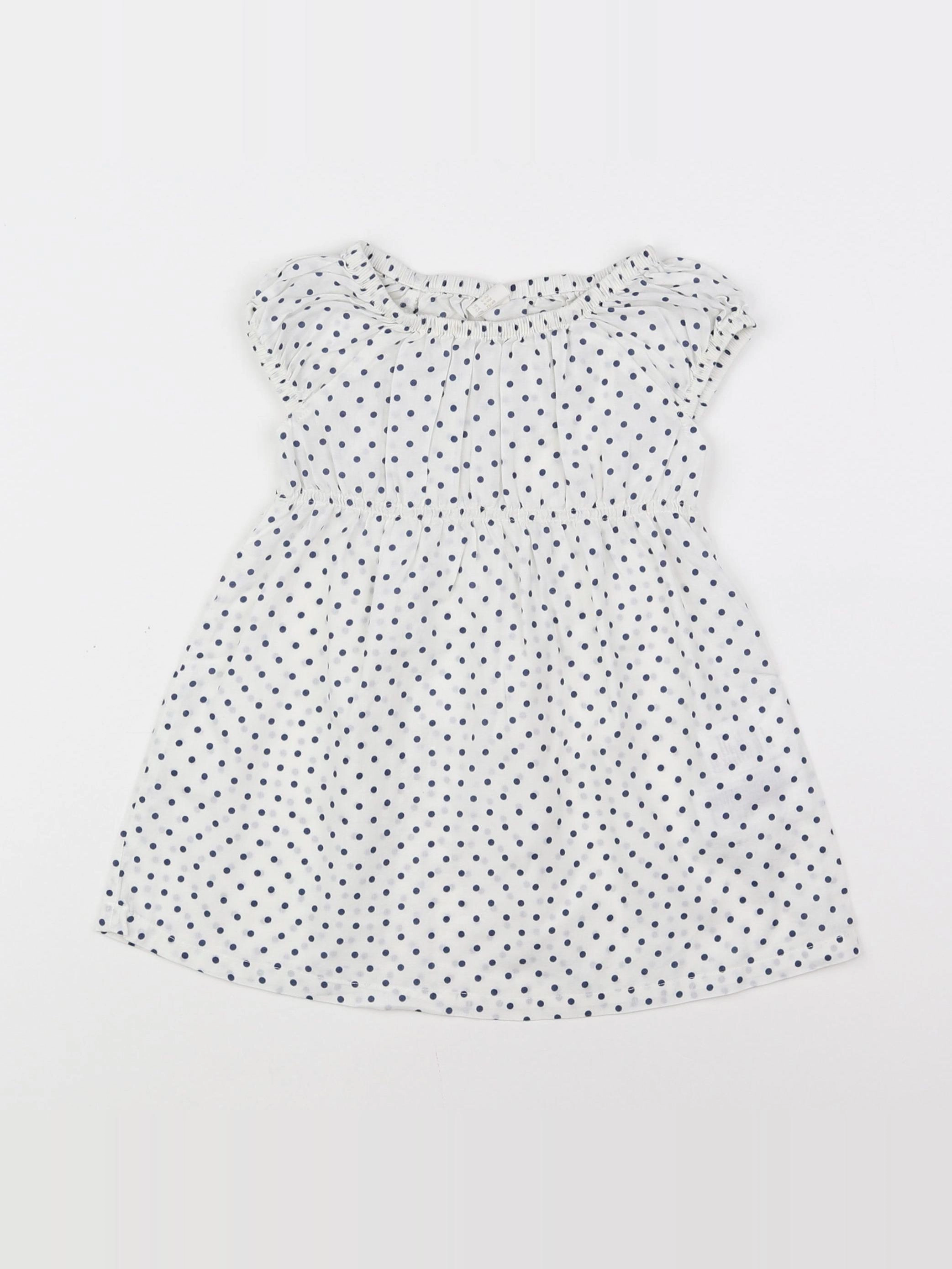 H&M - robe blanc, bleu - 6/9 mois