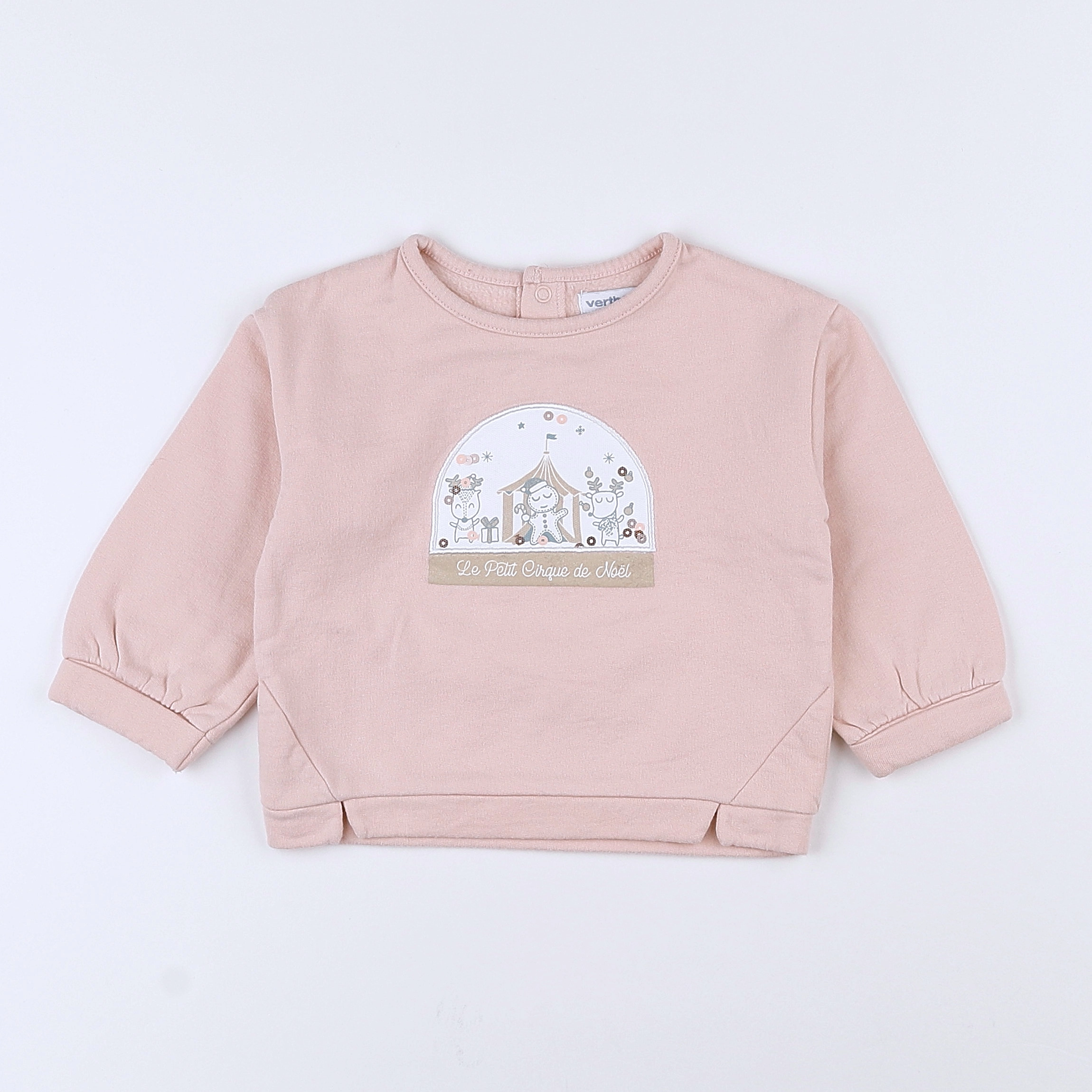 Vertbaudet - sweat rose - 12 mois
