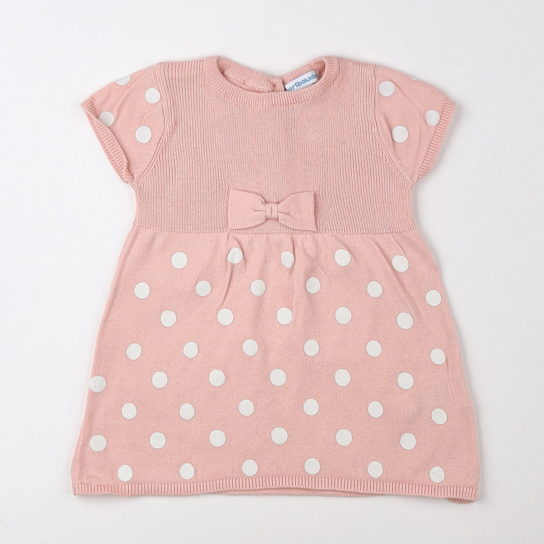 Vertbaudet - robe blanc, rose - 9 mois