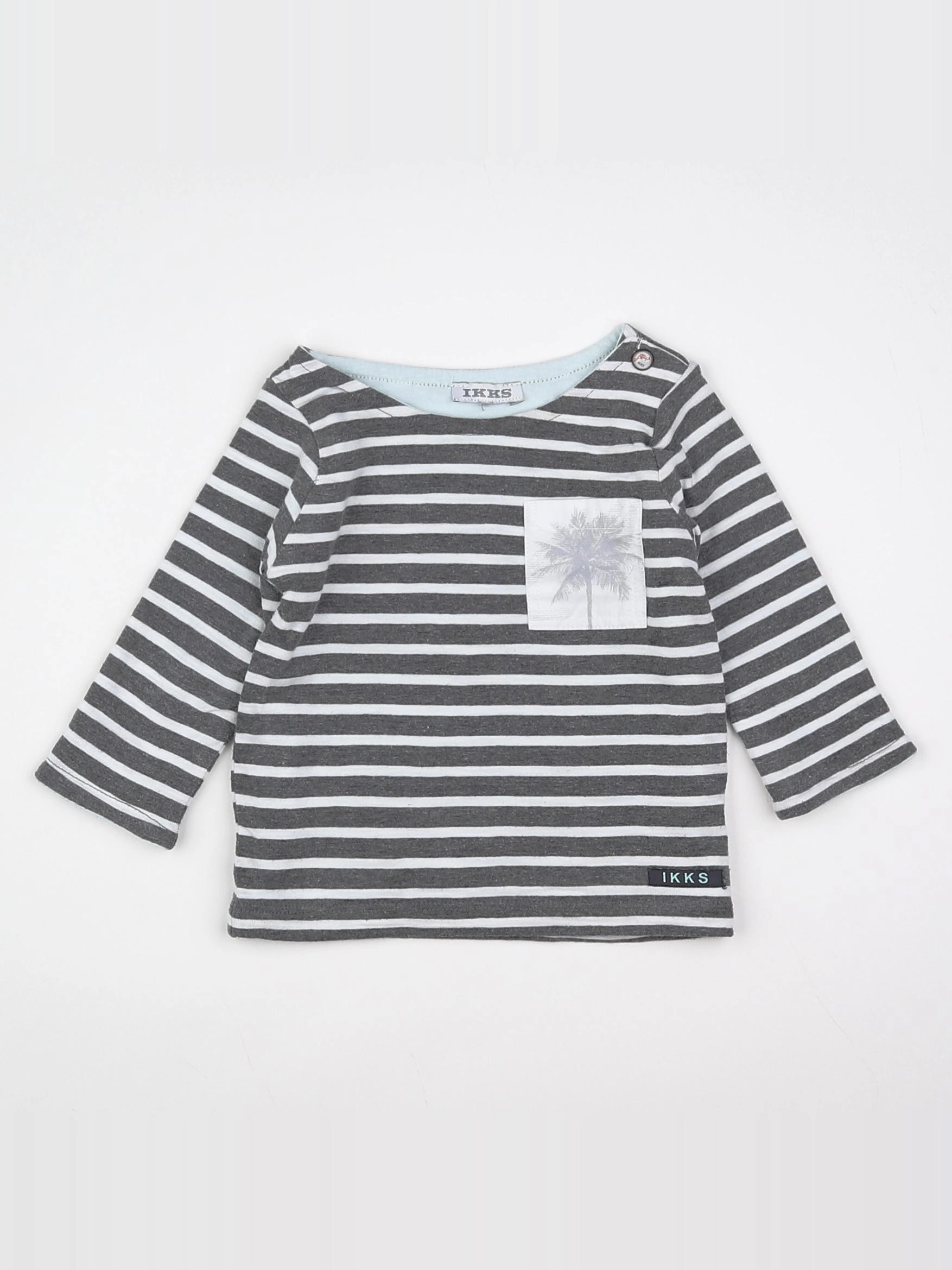 IKKS - tee-shirt gris, blanc - 3 mois
