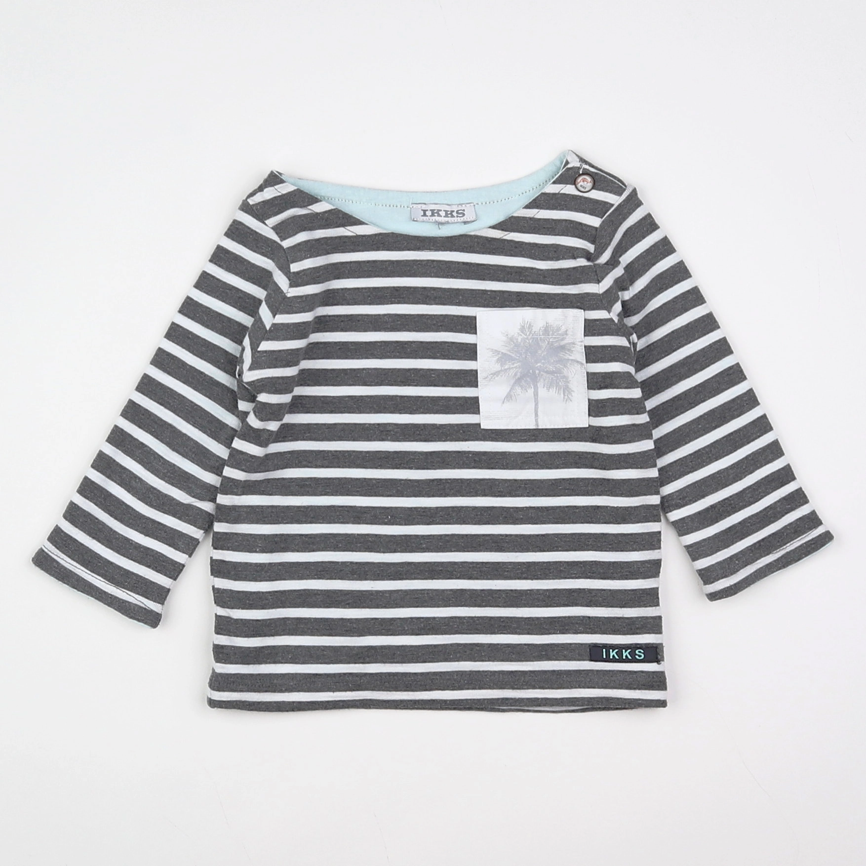 IKKS - tee-shirt gris, blanc - 3 mois