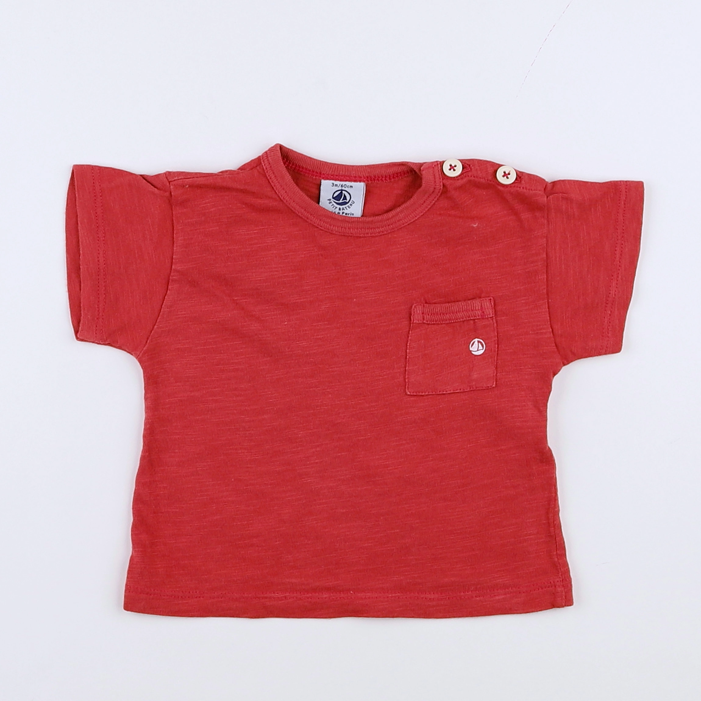 Petit Bateau - tee-shirt rouge - 3 mois