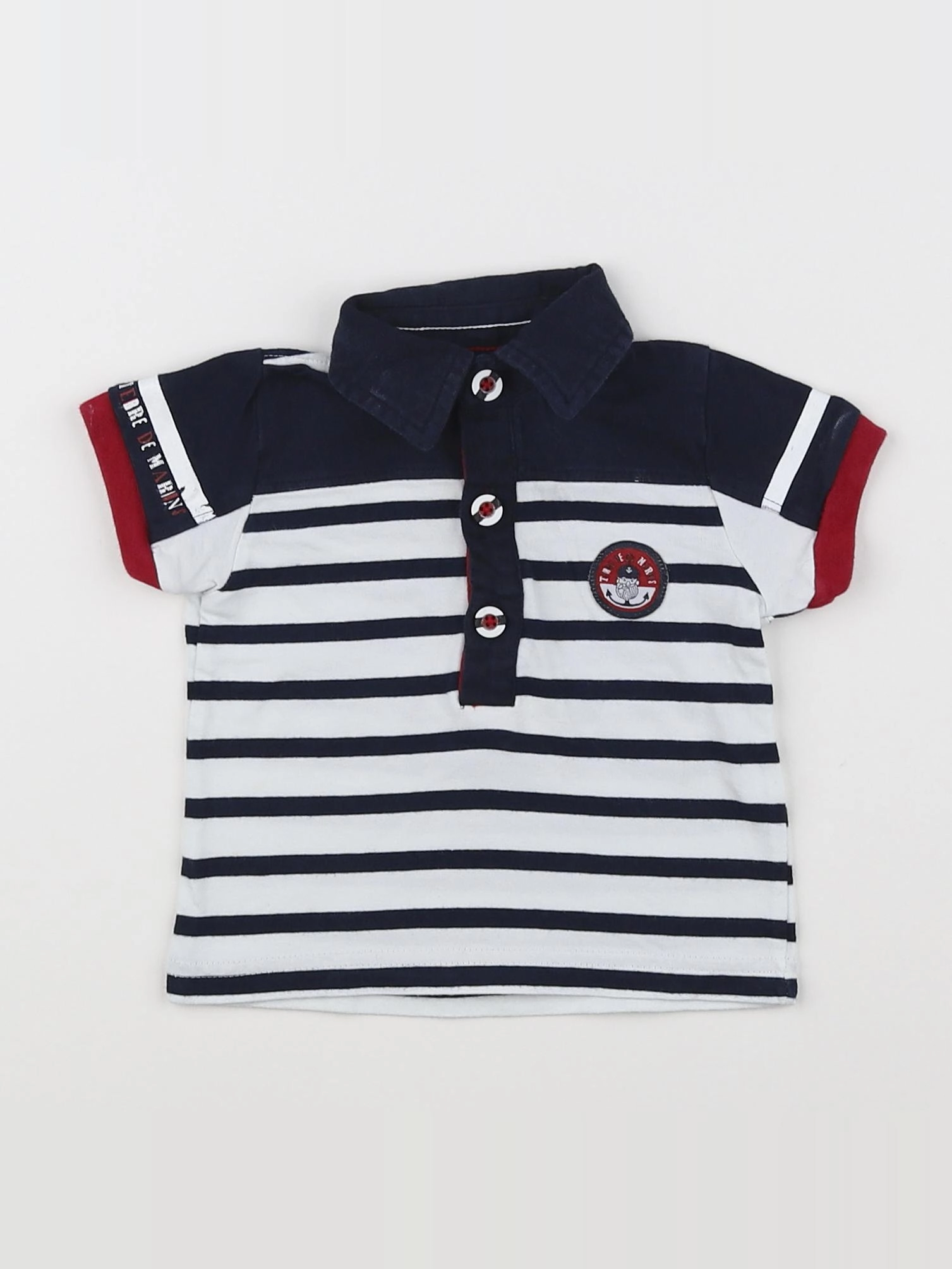 Terre de marins - polo blanc, bleu - 6 mois
