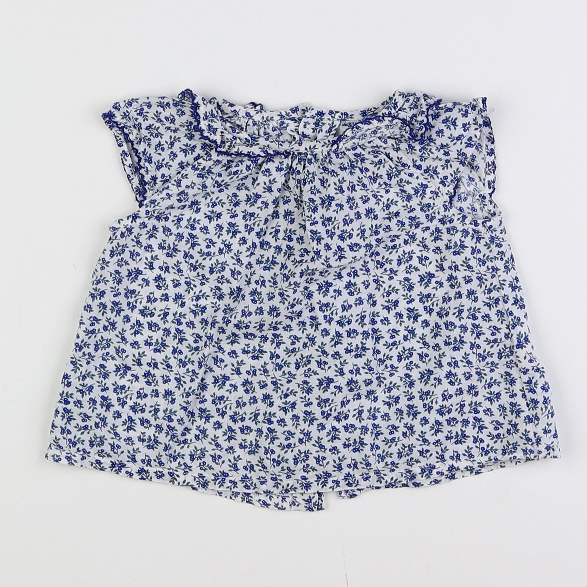 Boutchou - blouse blanc, bleu - 6 mois