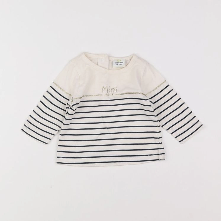 Tape à l'oeil - tee-shirt blanc, bleu - 3 mois