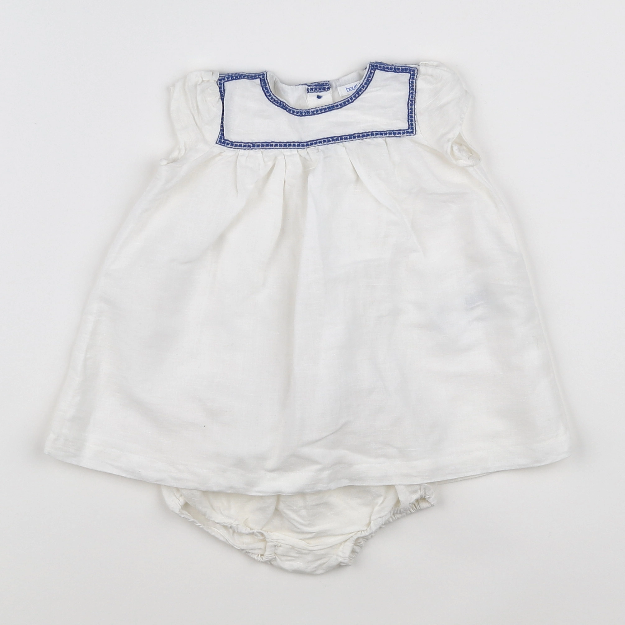 Boutchou - robe blanc, bleu - 3 mois