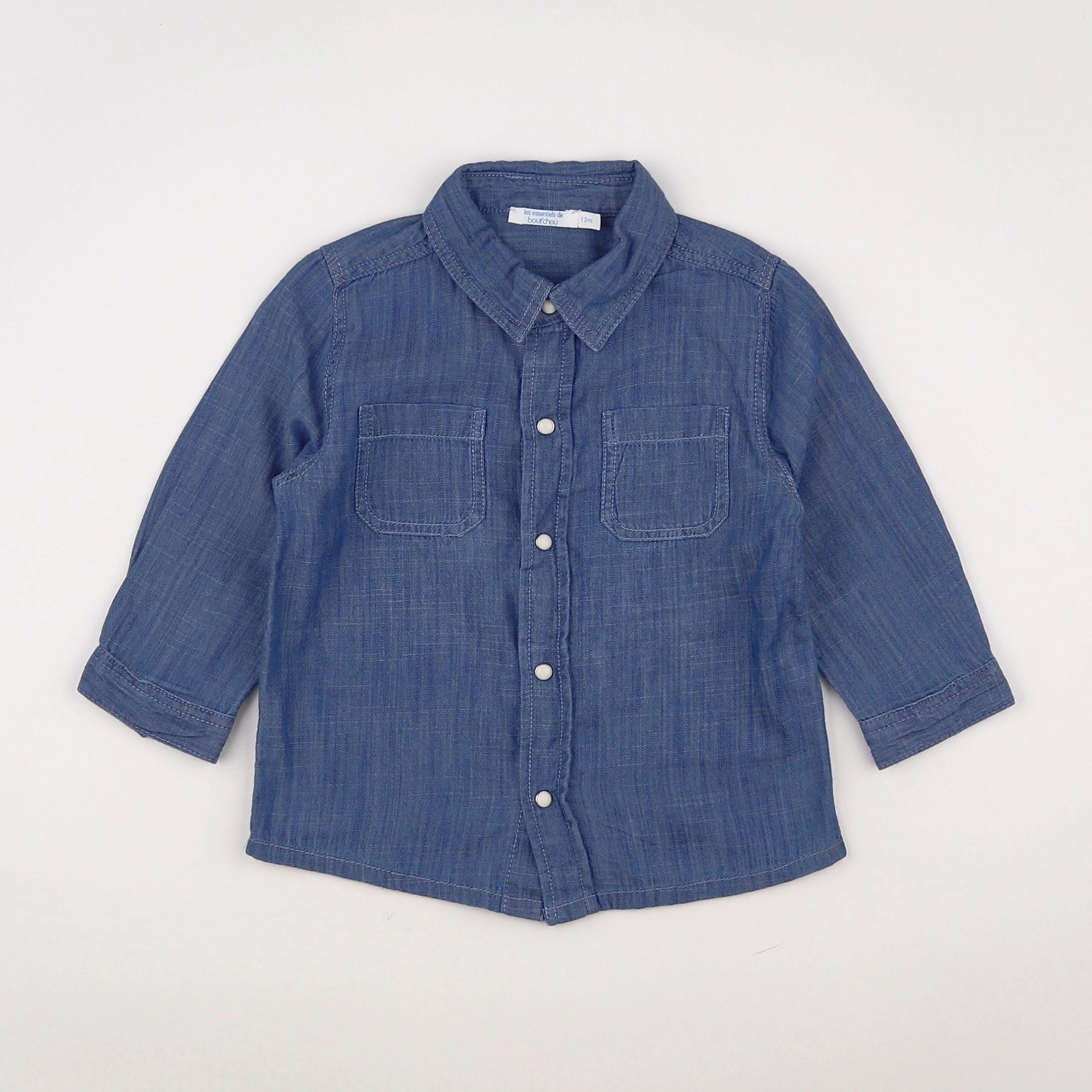 Boutchou - chemise bleu - 12 mois