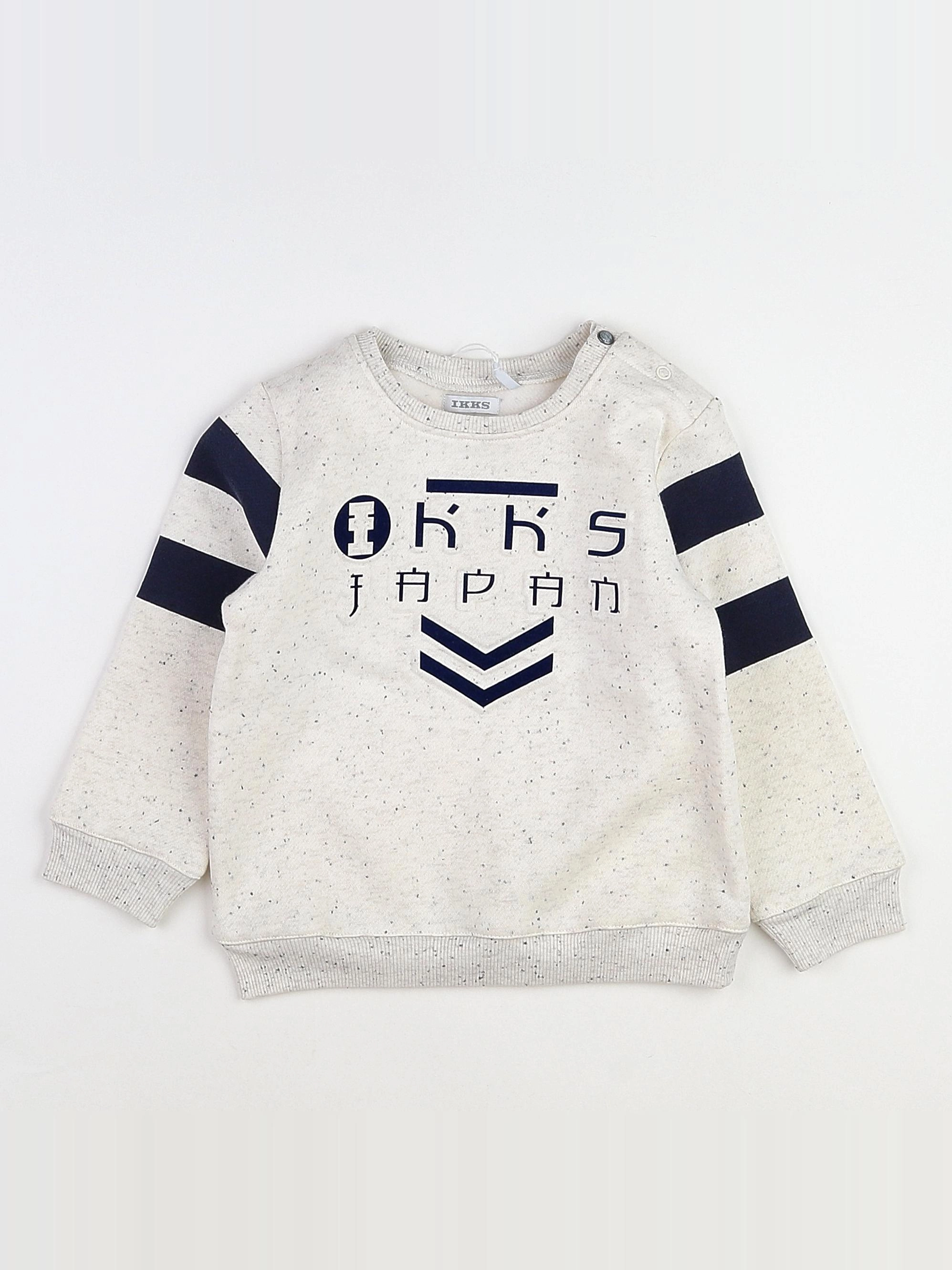 IKKS - sweat blanc, bleu (neuf) - 12 mois