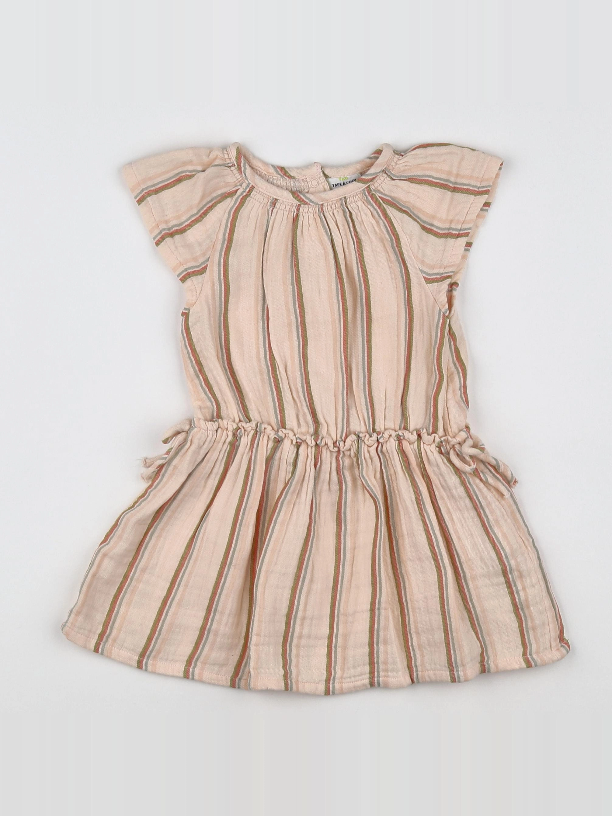 Tape à l'oeil - robe beige, vert, rouge - 18 mois