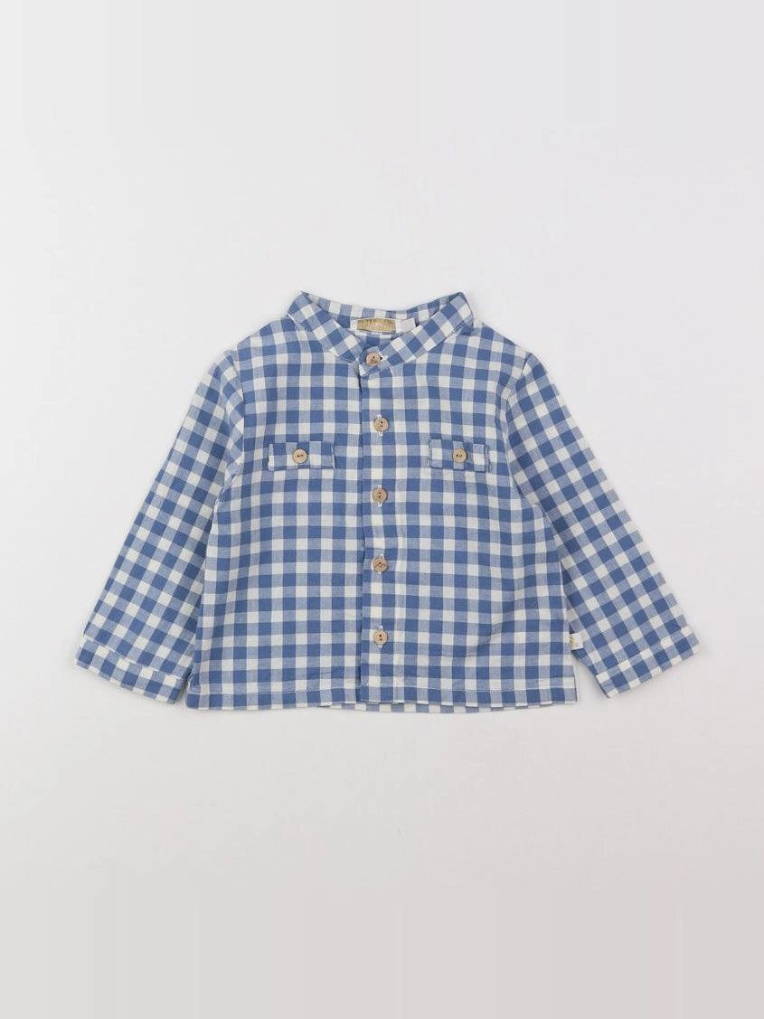 Les Enfantines - chemise bleu, blanc - 12 mois