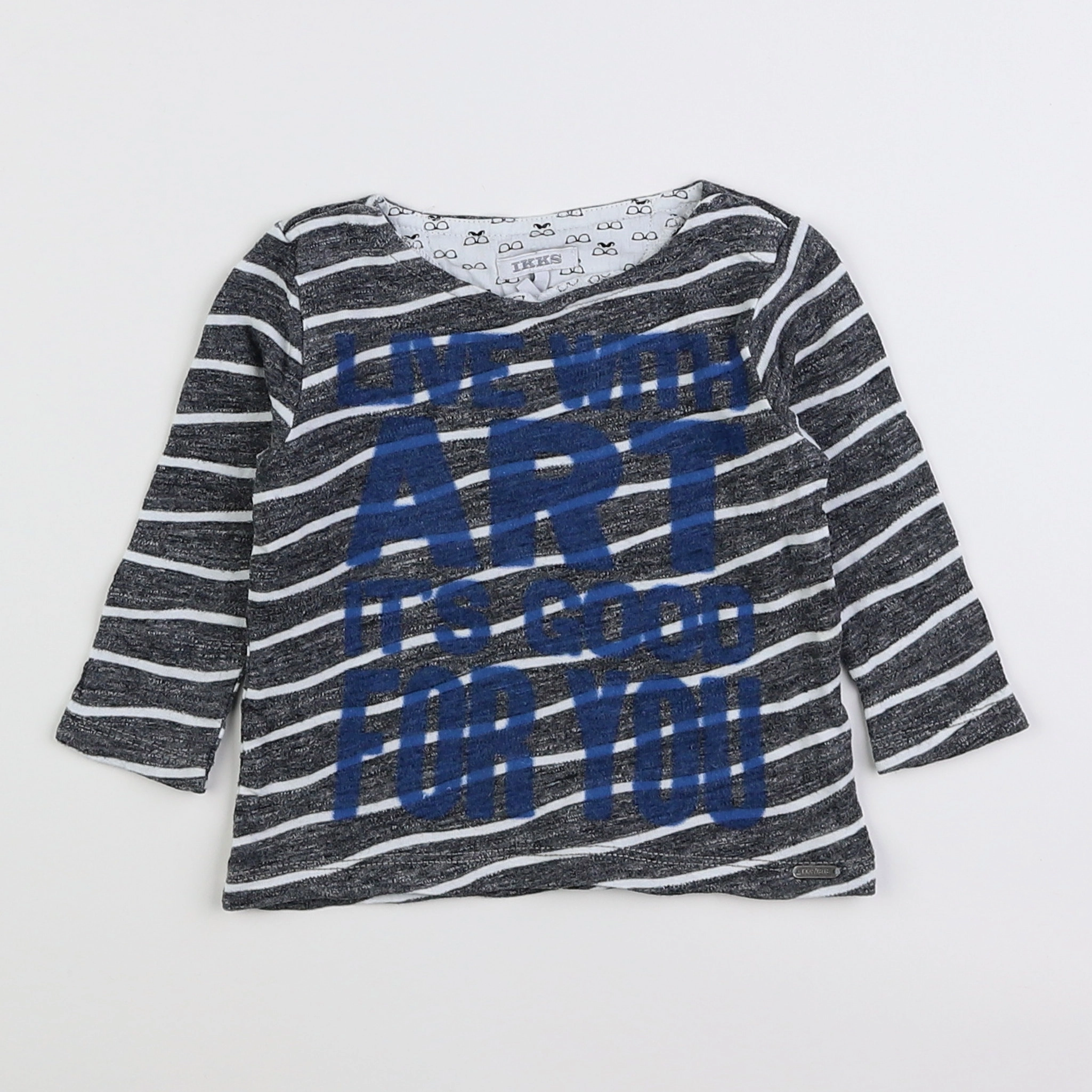IKKS - tee-shirt gris, bleu - 6 mois