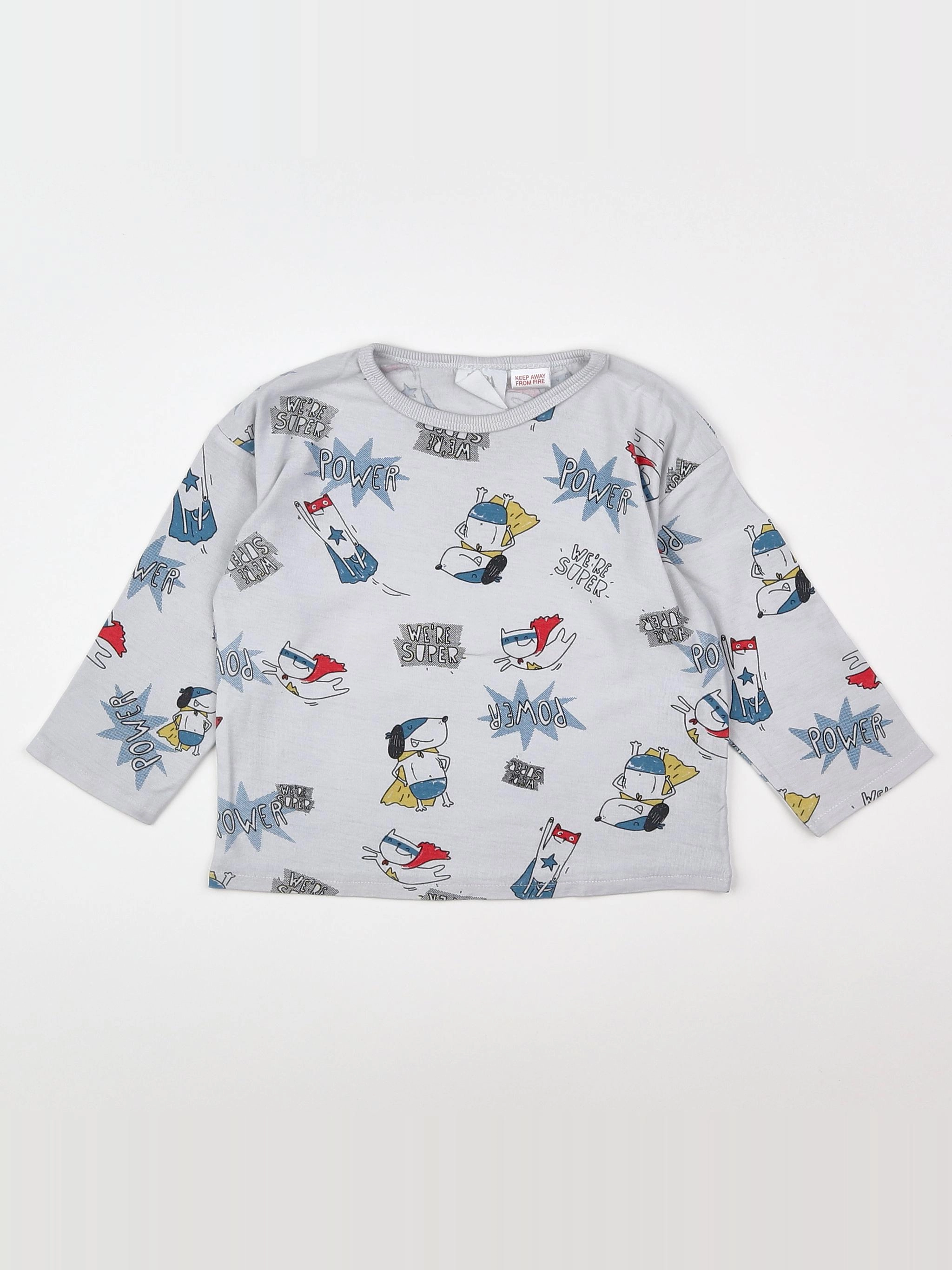 Zara - tee-shirt bleu, multicolore - 12/18 mois