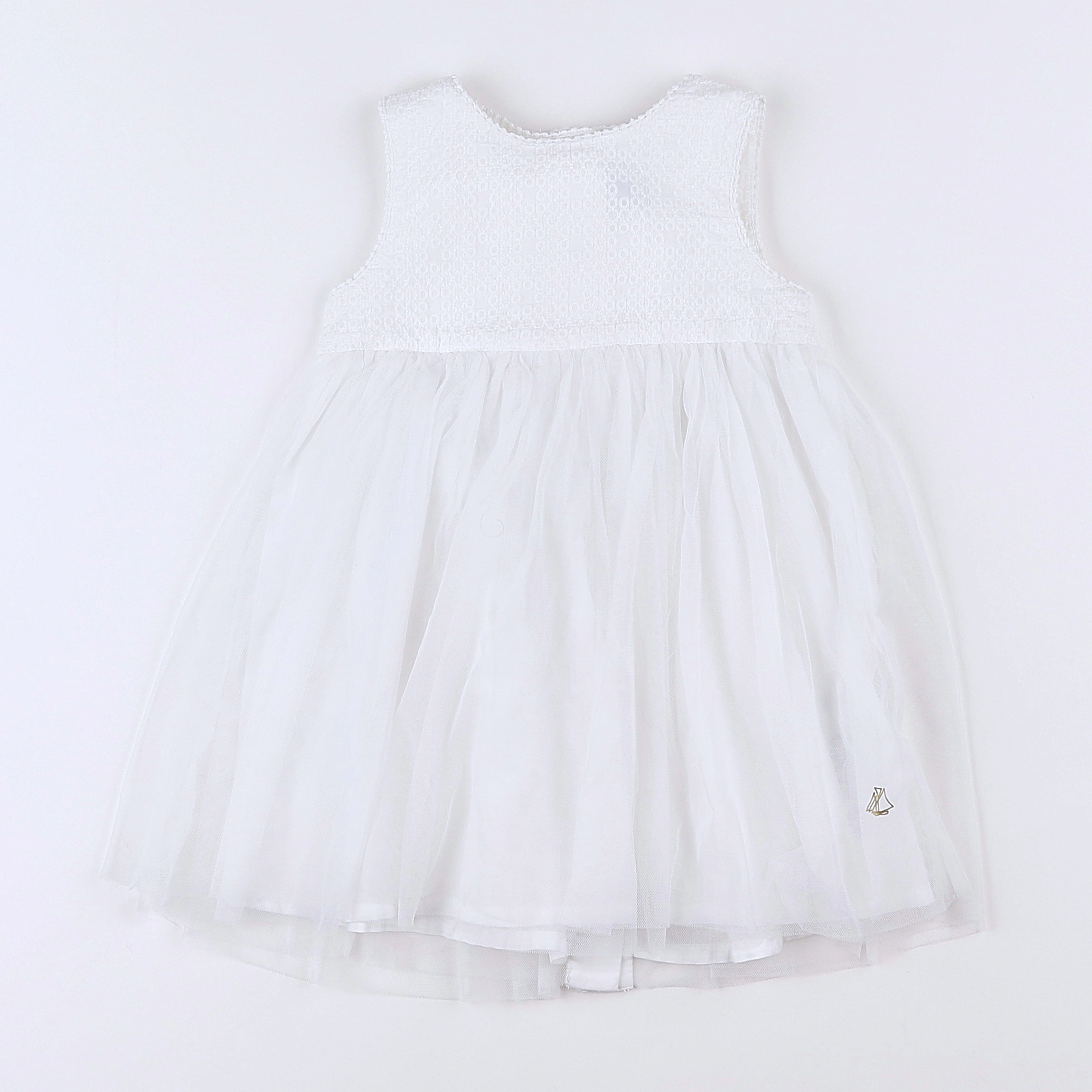 Petit Bateau - robe blanc - 12 mois