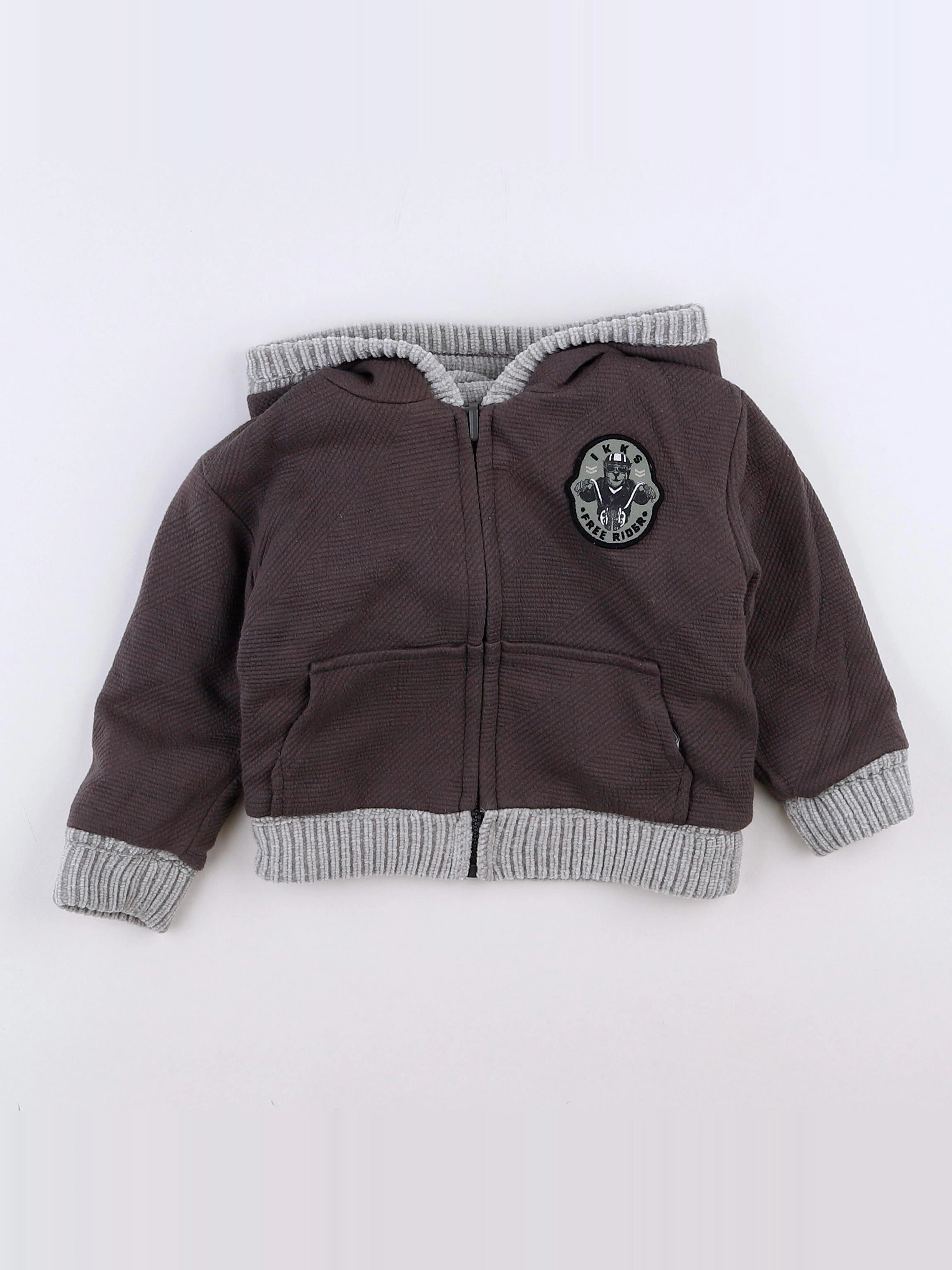 IKKS - gilet réversible gris - 12 mois