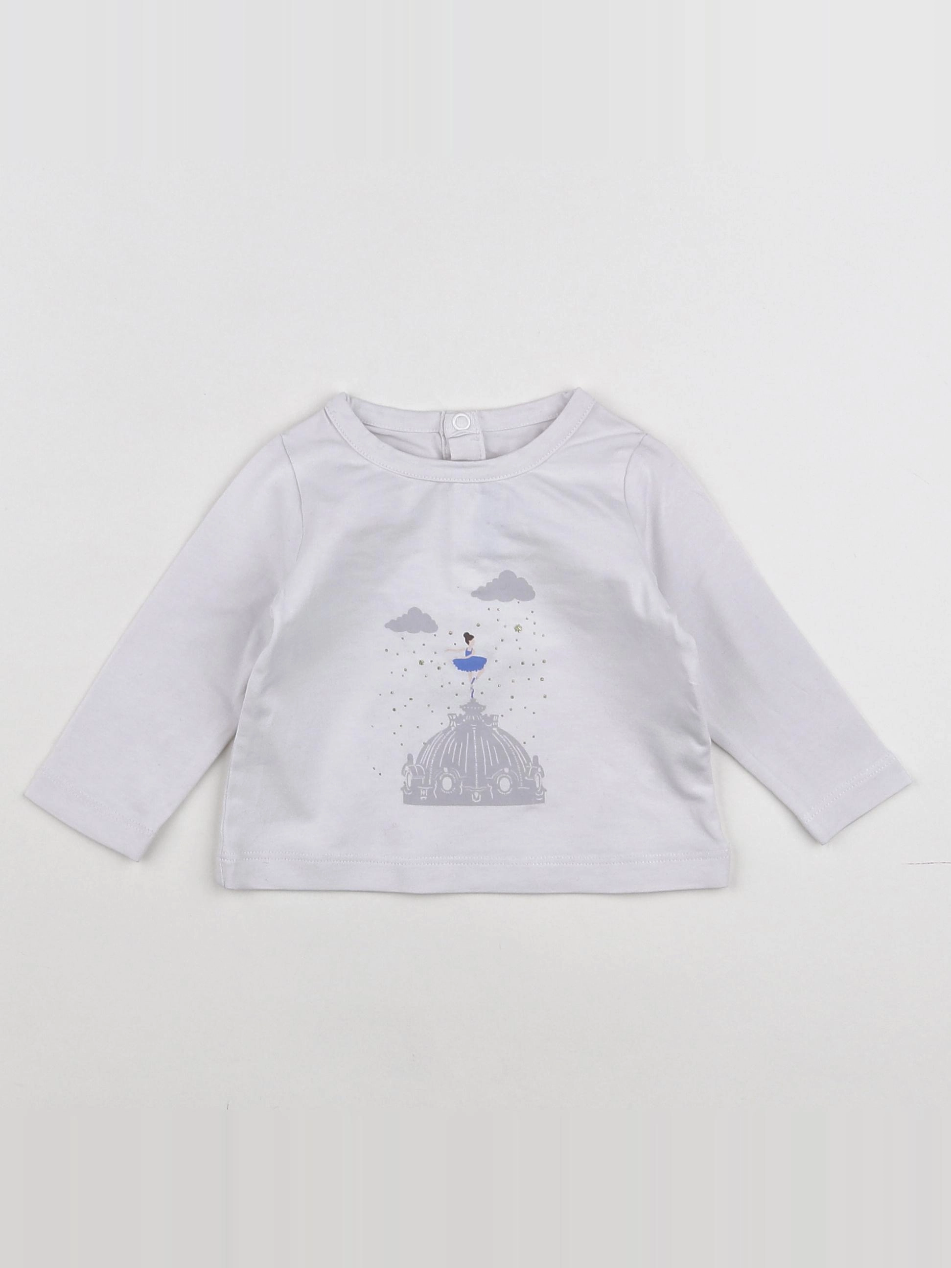 Jacadi - tee-shirt blanc, gris - 6 mois